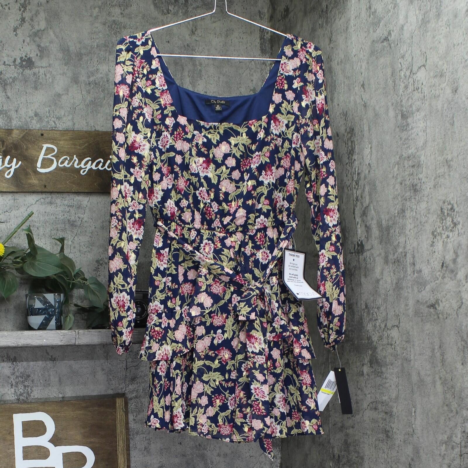Other Nwt City Studio Sleeved Fit Flare Dress Navy Blue / Wine M Size M / US 6-8 / IT 42-44 - 1 Thumbnail