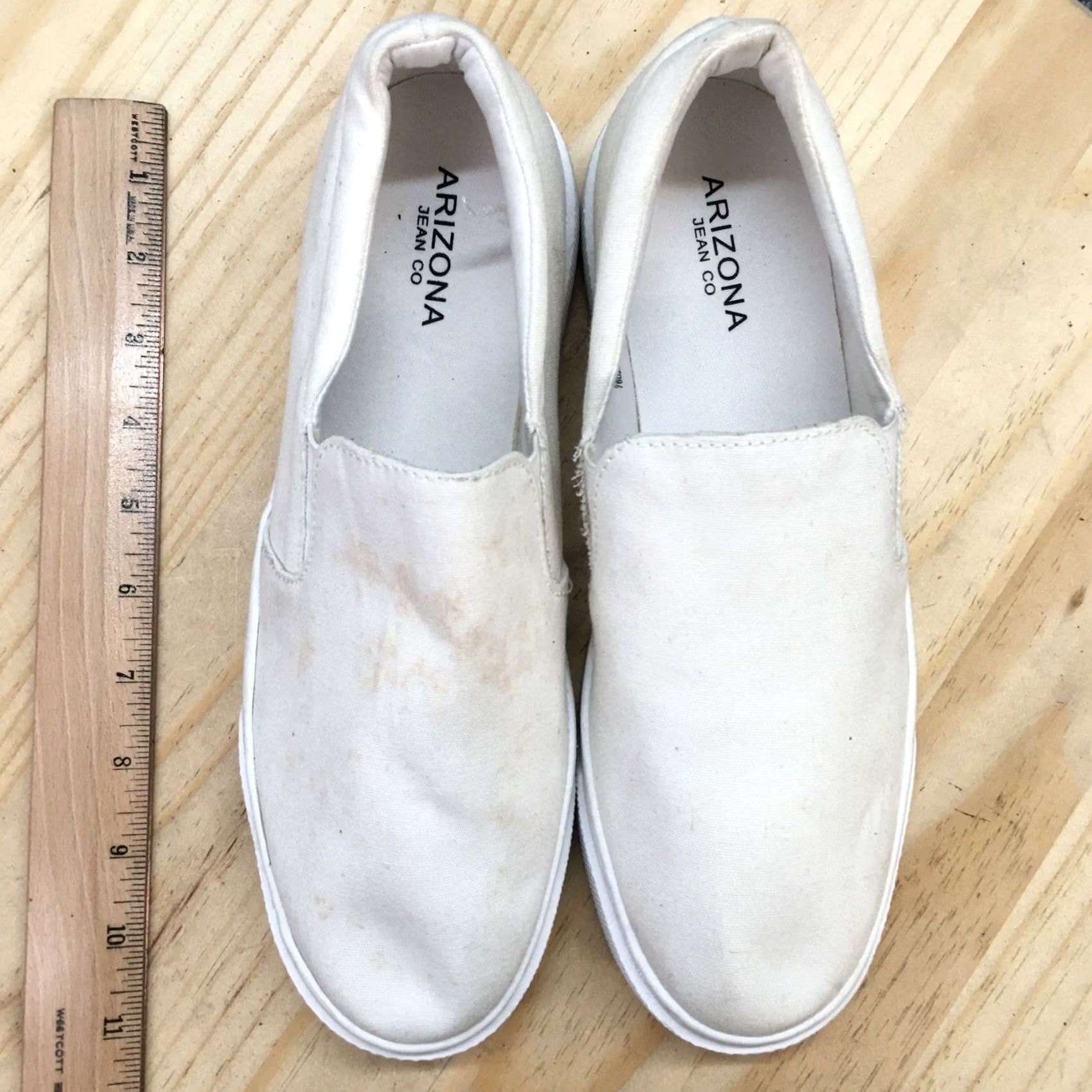 Vintage Arizona Jean Co Shoes Womens 8.5 M Symphony Slip On Sneakers White Canvas Casual Size 30" / US 8 / IT 44 - 6 Thumbnail