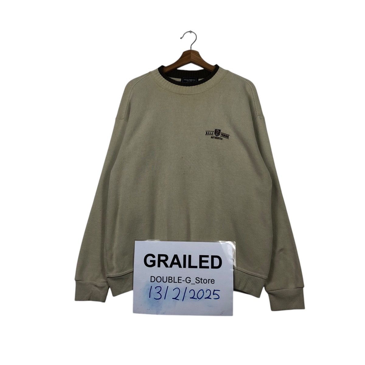 Japanese Brand Bell Parcia Collegiate Crest Crewneck Faded Olive Brown Size US L / EU 52-54 / 3 - 1 Thumbnail