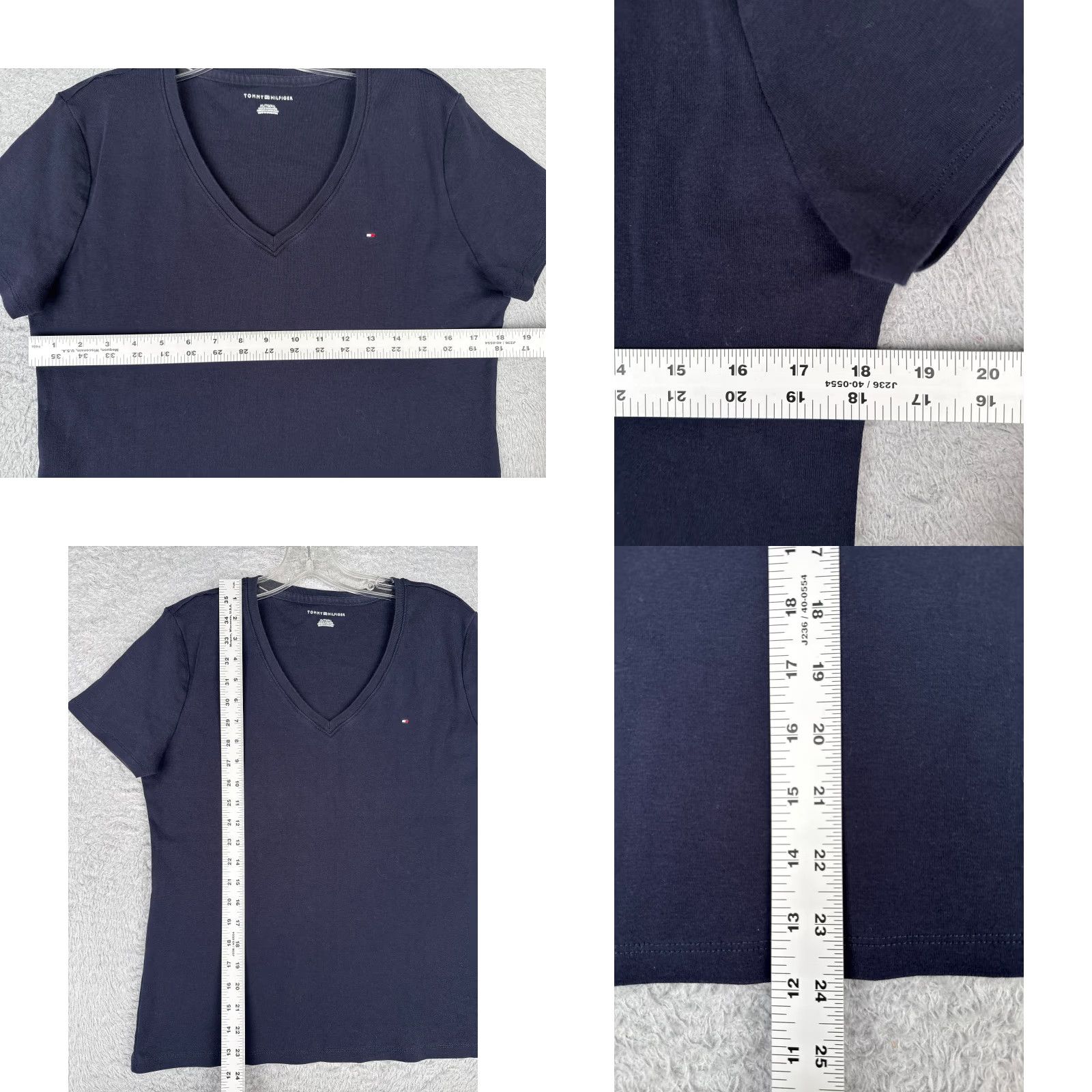 Tommy Hilfiger VINTAGE? No. Tommy Hilfiger Shirt Women Extra Large Blue V-Neck Short Sleeve 100% Cotton Knit T-Shirt XL Blue Logo Embroidered Casual Womens Size XL / US 12-14 / IT 48-50 - 8 Thumbnail