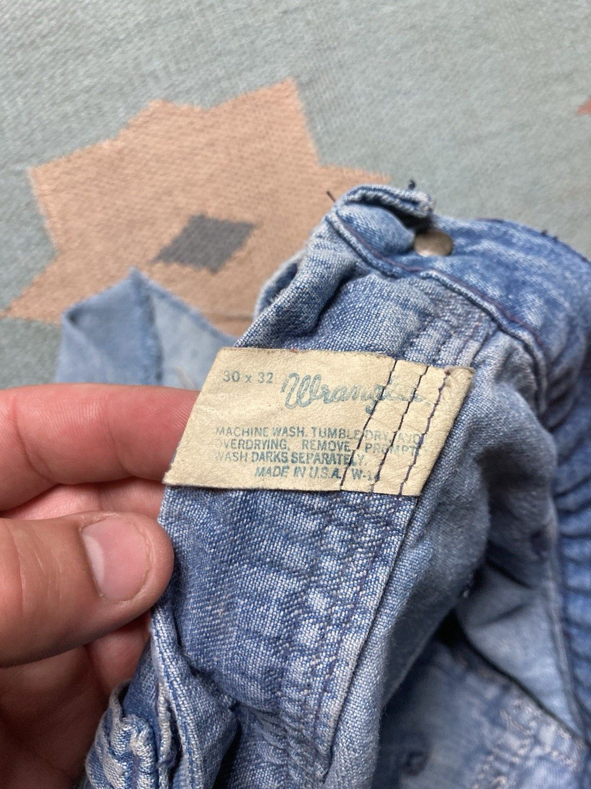 Vintage × Wrangler 70s wrangler jeans shorts jorts daisy dukes repair faded 29 Size 29" - 7 Thumbnail