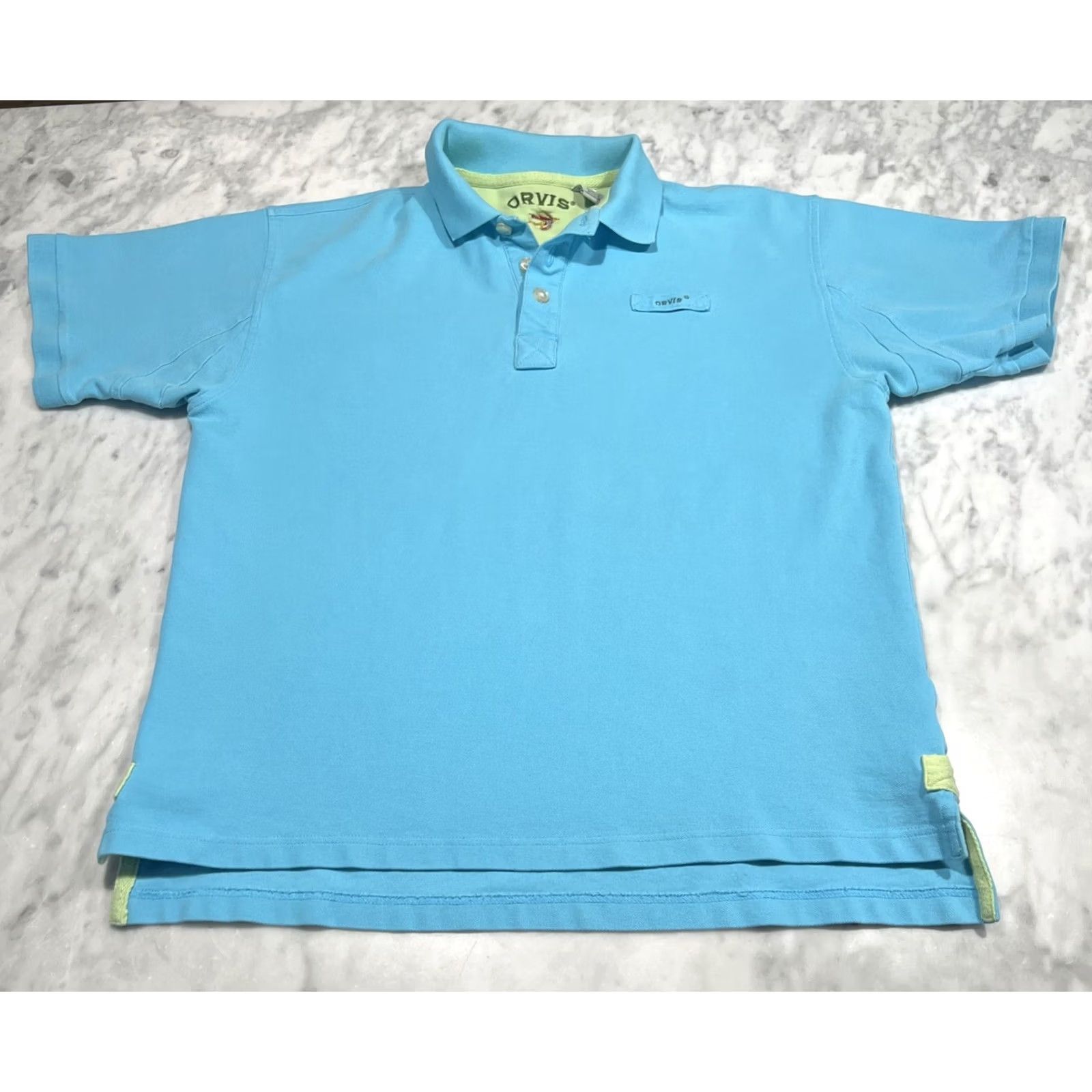 Orvis Orvis Polo Shirt Mens Large Fly Fishing Heavy Cotton Blue Green Trim Buttons Polo Golf Shirt Mens Regular Size L Blue Size US L / EU 52-54 / 3 - 3 Thumbnail