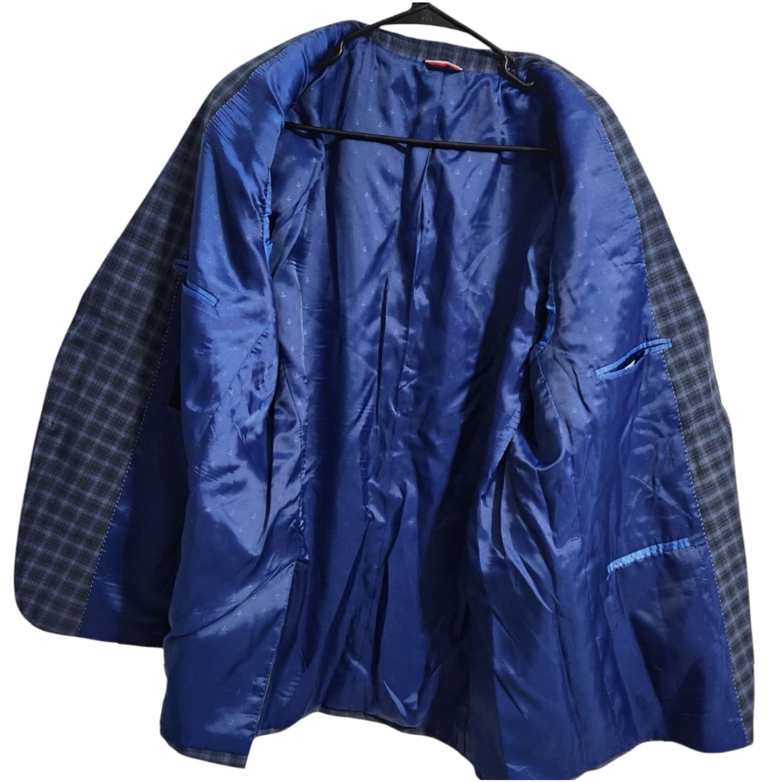 Tommy Hilfiger Tommy Hilfiger Mens Sport Coat Jacket Blazer Two-Button Check 44R Blue 44R Mens Size 44R - 5 Thumbnail