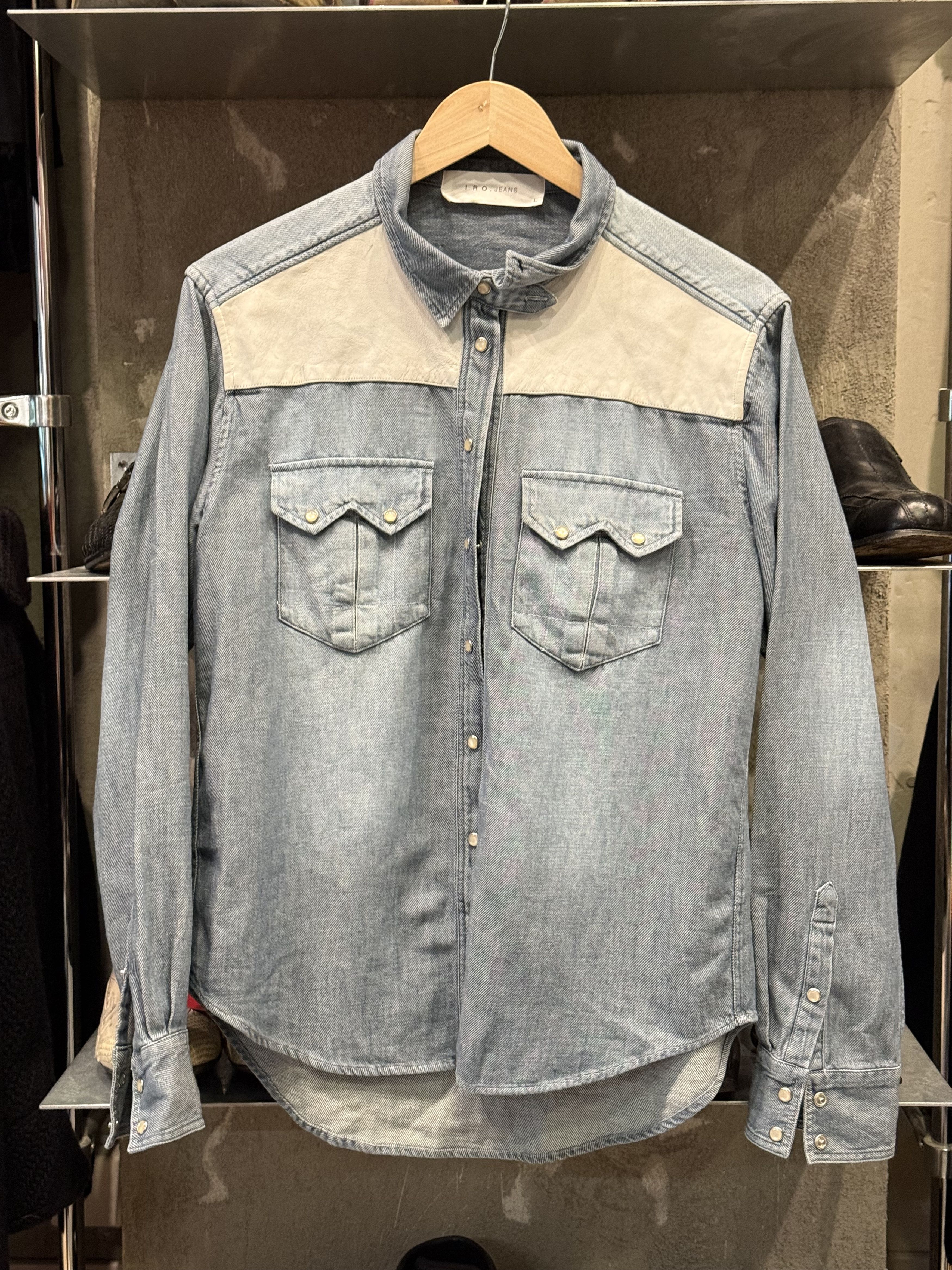 Iro Iro Paris denim leather hybrid button up shirt Size US L / EU 52-54 / 3 - 1 Thumbnail