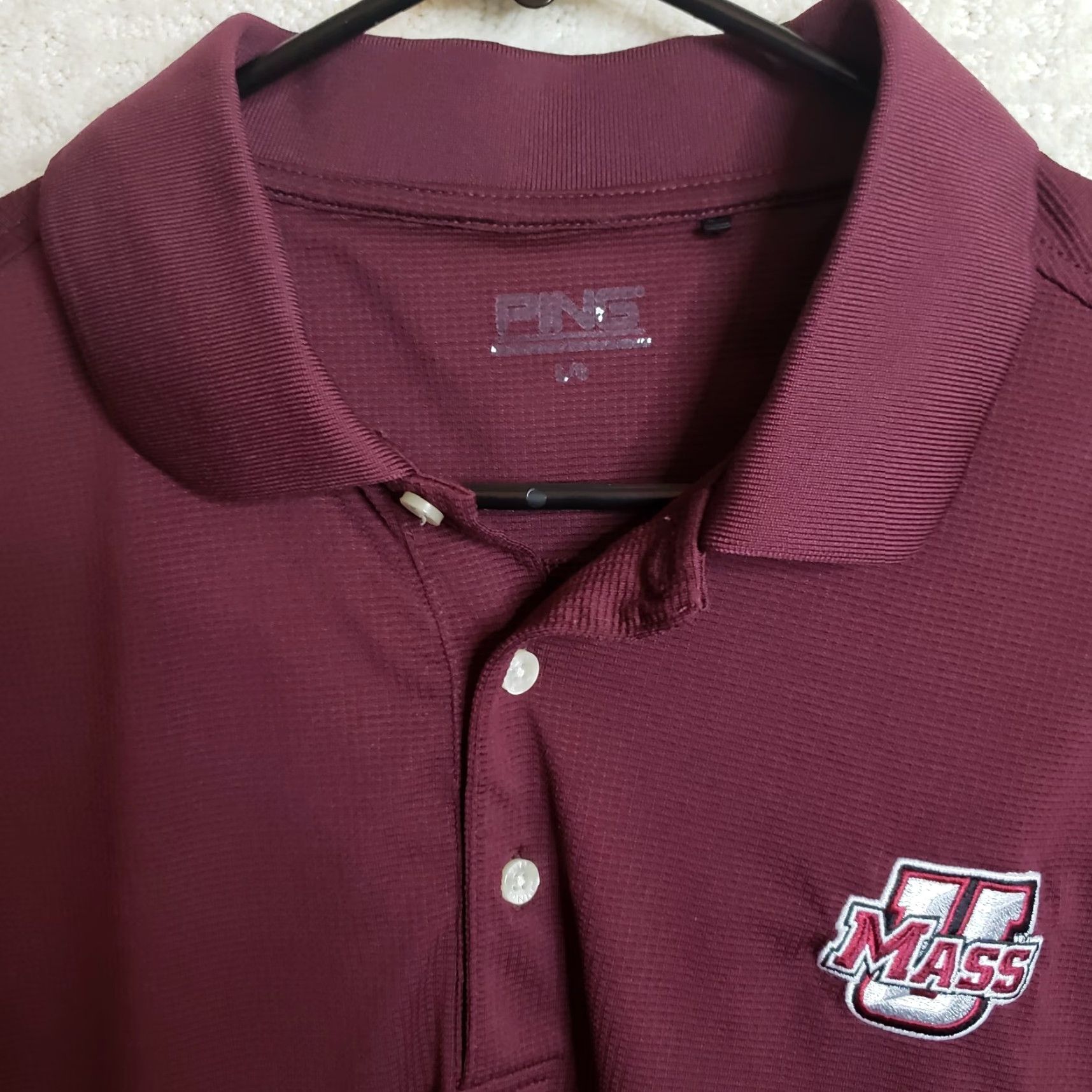 Vintage Ping Sensor Cool Polo Shirt L Men’s Garnet Maroon U MASS Logo On Chest Short Sleeve Golf Shirt Size US L / EU 52-54 / 3 - 5 Thumbnail