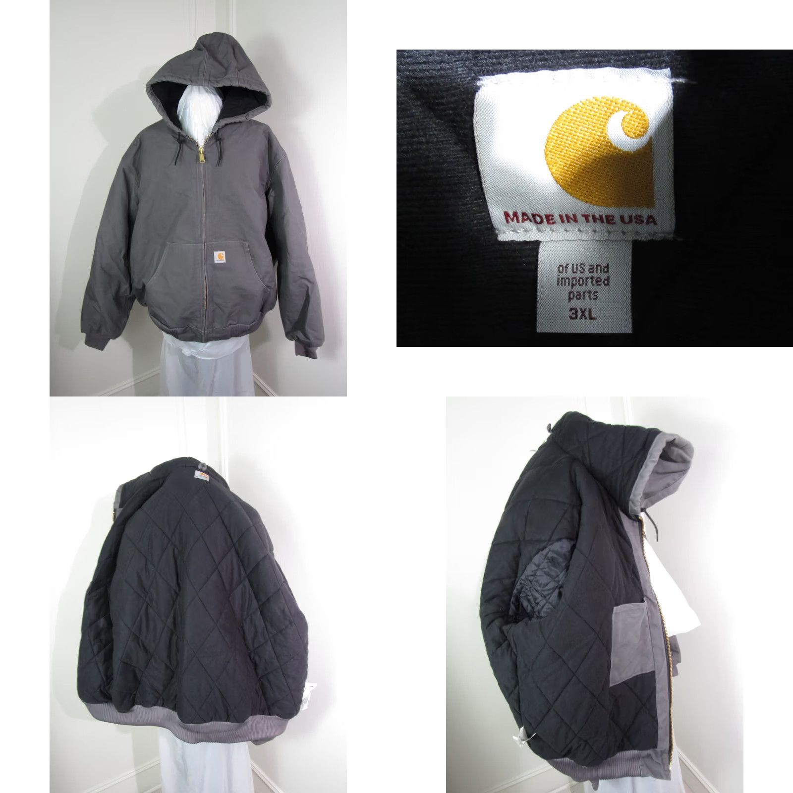 Carhartt VINTAGE Carhartt Jacket Men’s Faded Black Hooded Full Zip Workwear Duck Canvas 3XL Size US XXL / EU 58 / 5 - 8 Thumbnail