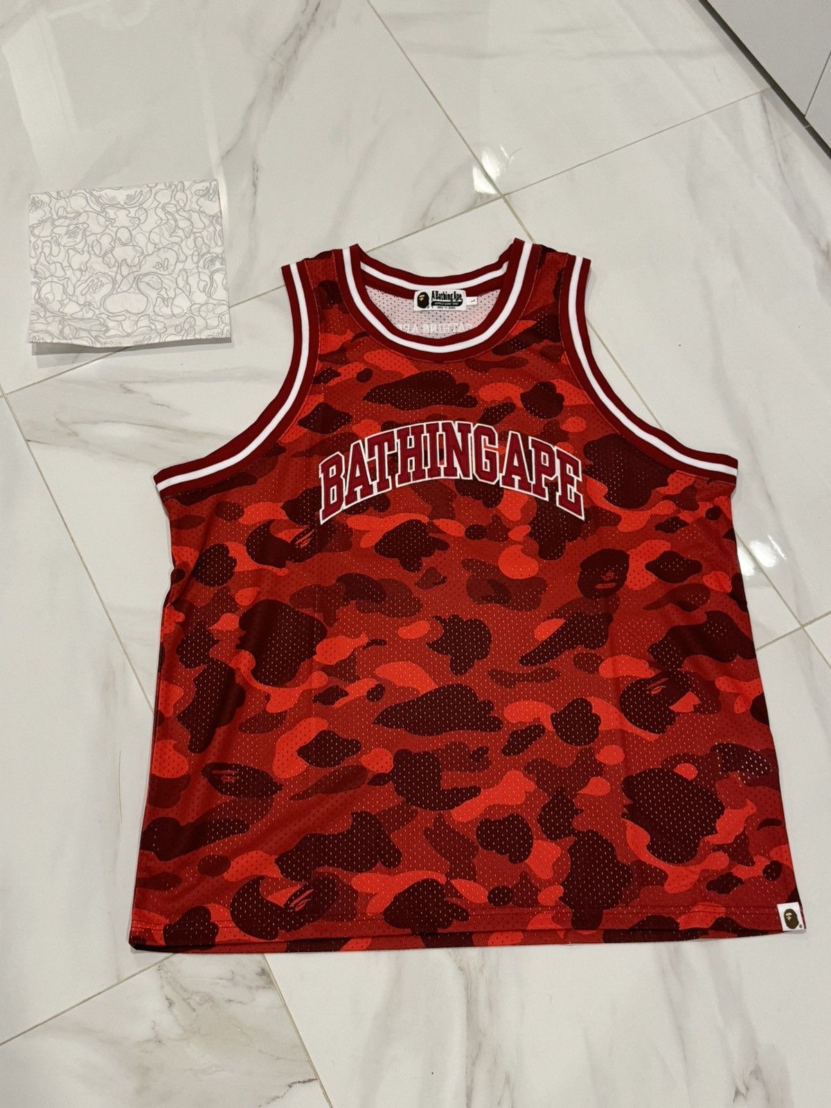 image of Bape Color Camo Mesh Tank Top in Red, Men's (Size Large)