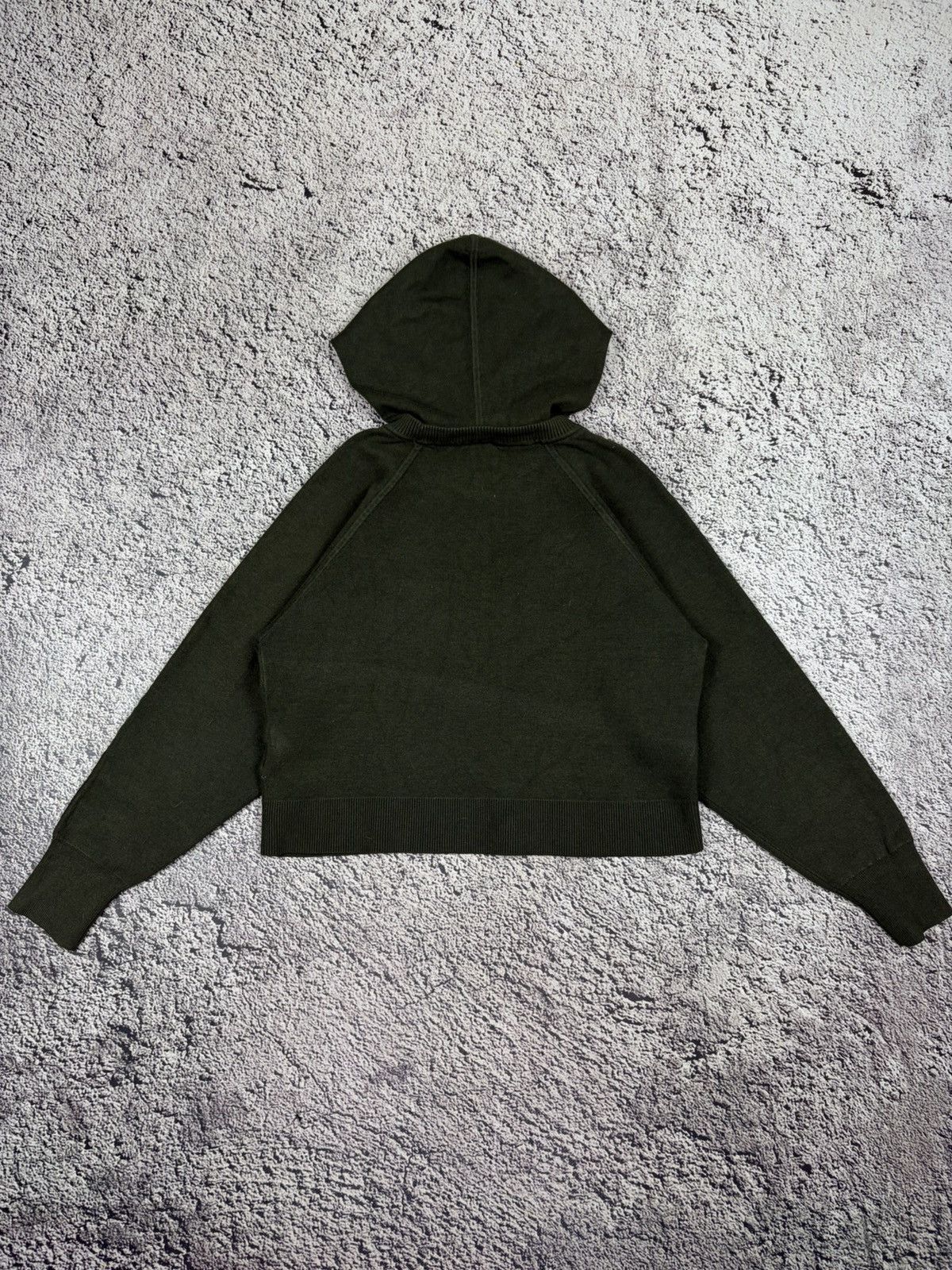 Sandro Sandro Paris Cropped Knit Hoodie Olive Green Size S / US 4 / IT 40 - 6 Thumbnail