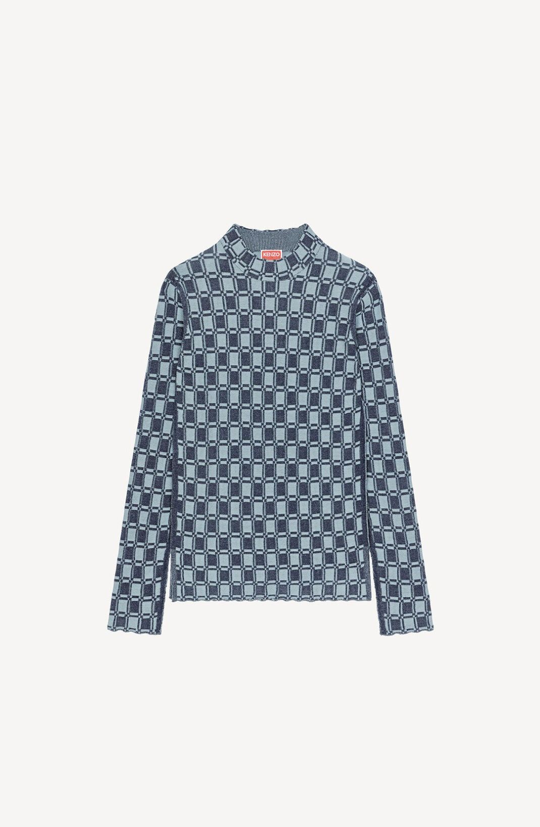 Kenzo o1y1025 Checked Sweater in Sky Blue/Black Size XS / US 0-2 / IT 36-38 - 1 Thumbnail