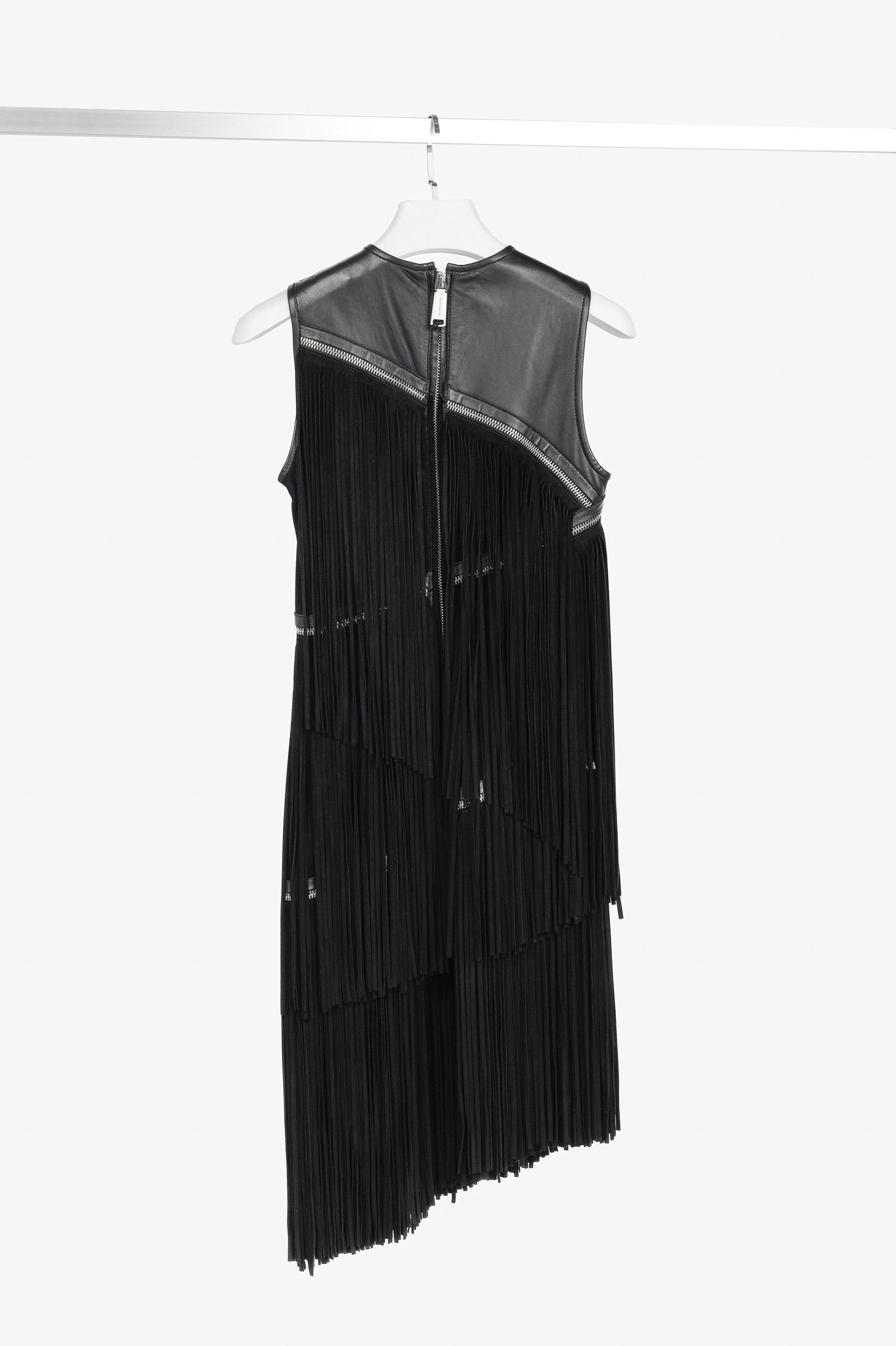Dsquared2 Dsquared2 PF/15 Black Suede-Fringe Sleeveless Mini Dress Size XS / US 0-2 / IT 36-38 - 2 Thumbnail