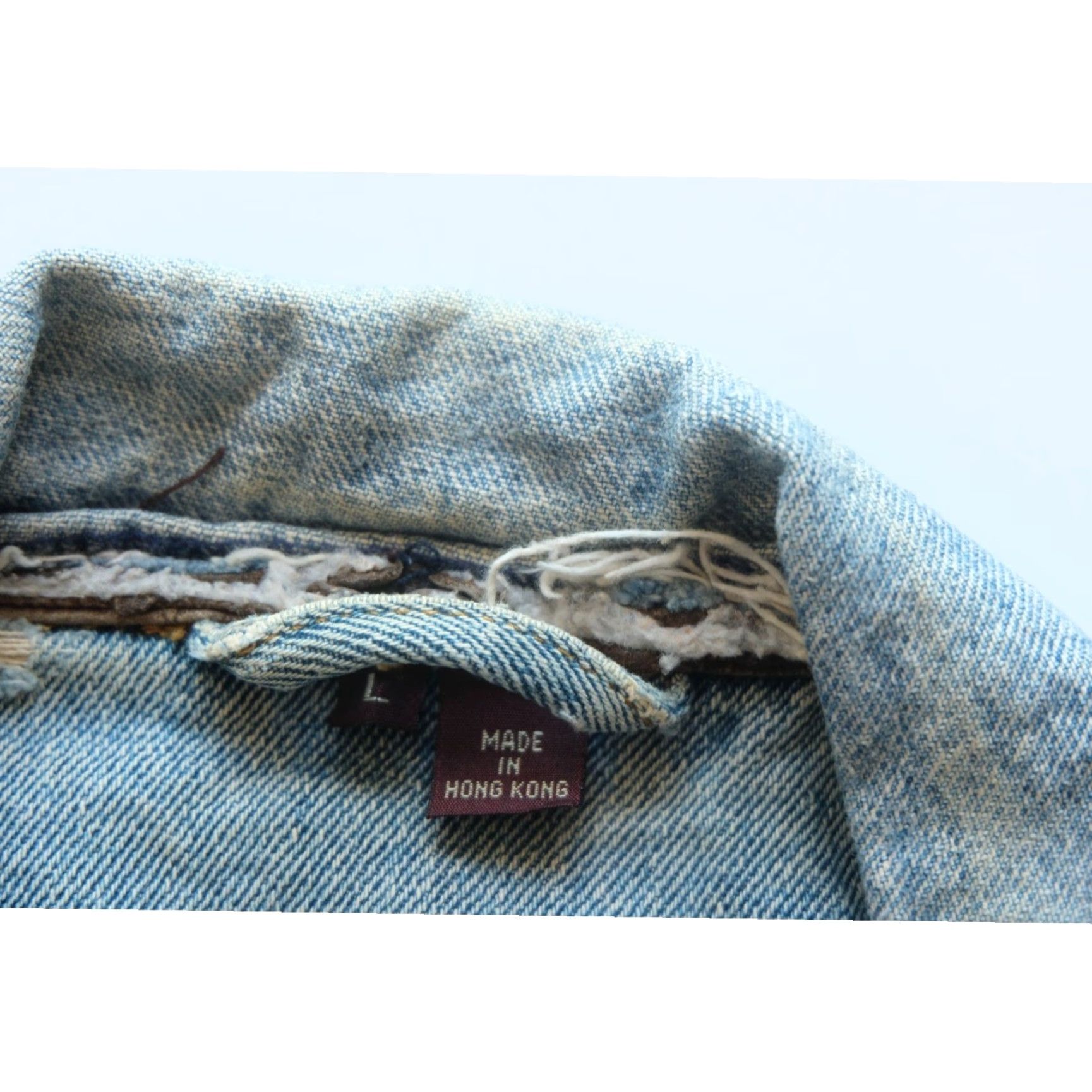 CO VINTAGE NEW RIVER CO JEAN JACKET Denim Men L Blue Distressed 90s Biker Style Jacket Mens Size L Size US 33 - 6 Thumbnail
