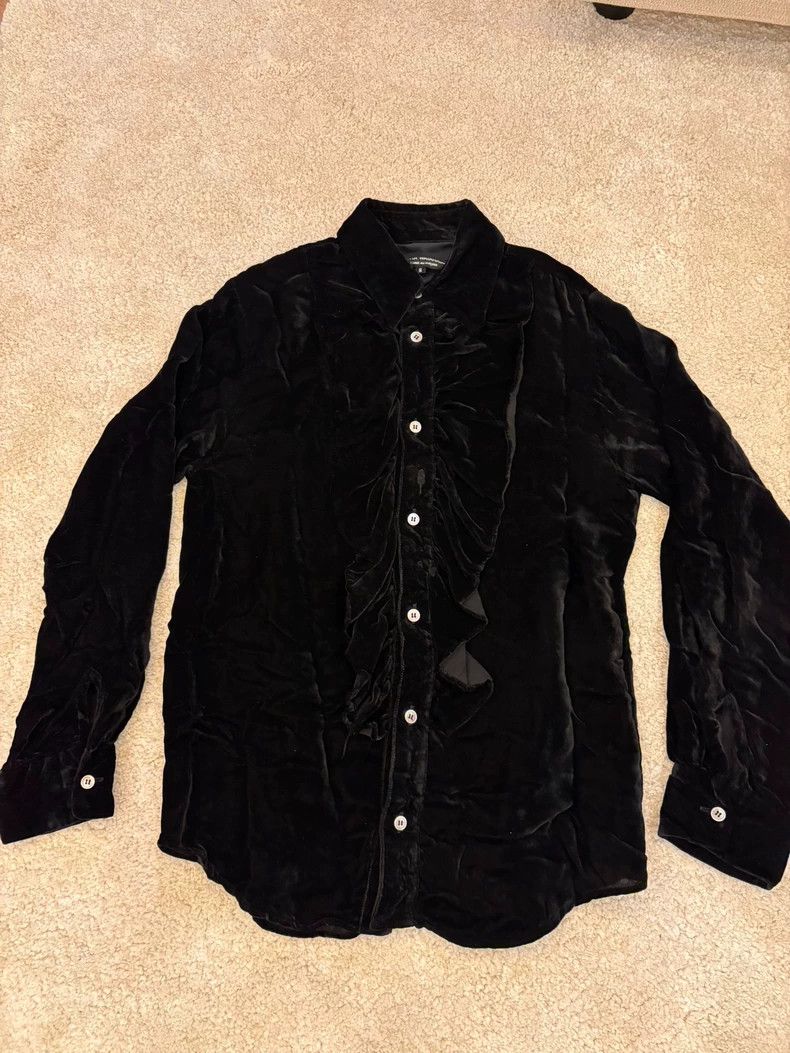 Junya Watanabe Junya Watanabe Black Velvet Ruffle Shirt Size S / US 4 / IT 40 - 1 Thumbnail