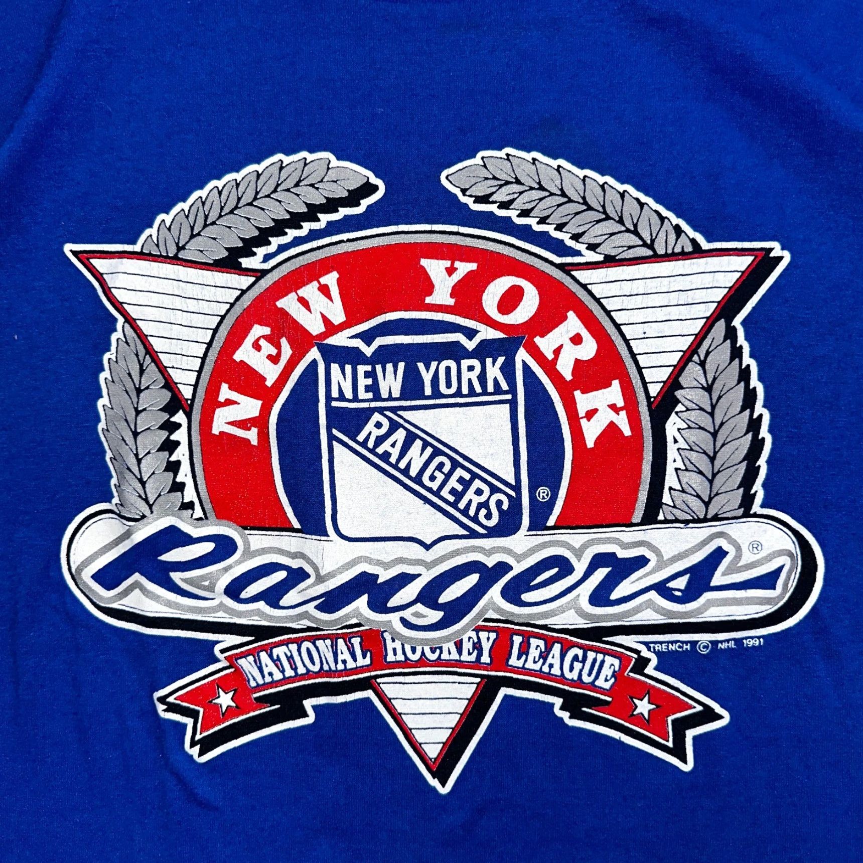 NHL VINTAGE New York Rangers VTG Sportswear T Shirt Mens L NHL Blue 90s Single Stitch Size US L / EU 52-54 / 3 - 2 Thumbnail