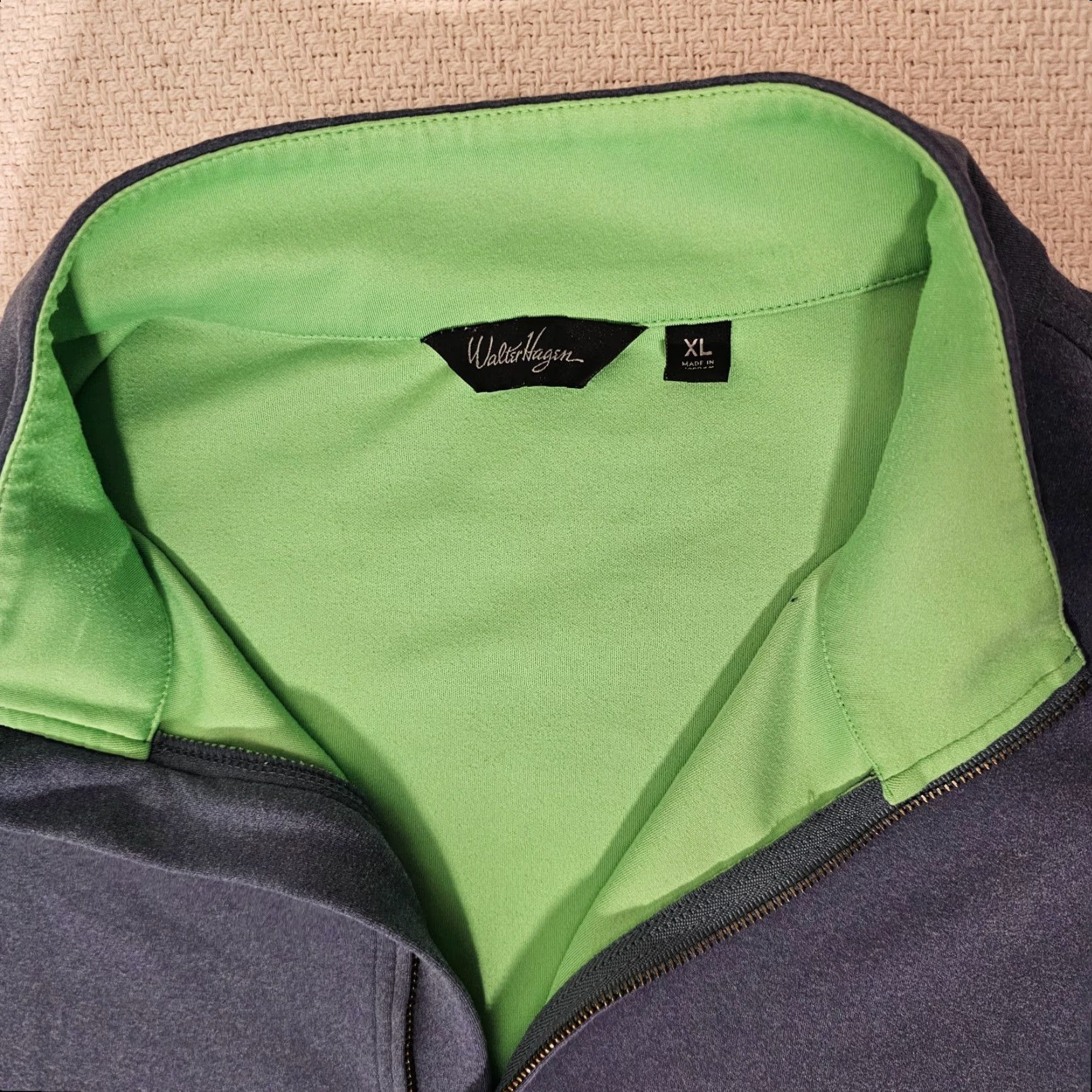 Vintage Walter Hagen Golf Shirt XL Mock Neck 1/4 Zip Pullover Blue Green Fleece Lined Activewear Mens Regular Size US XL / EU 56 / 4 - 2 Thumbnail