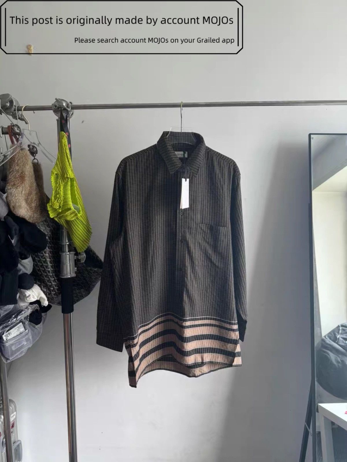 Sz 46 Lemaire 19SS Plaid Pattern L/S Brown Shirt mojos1229