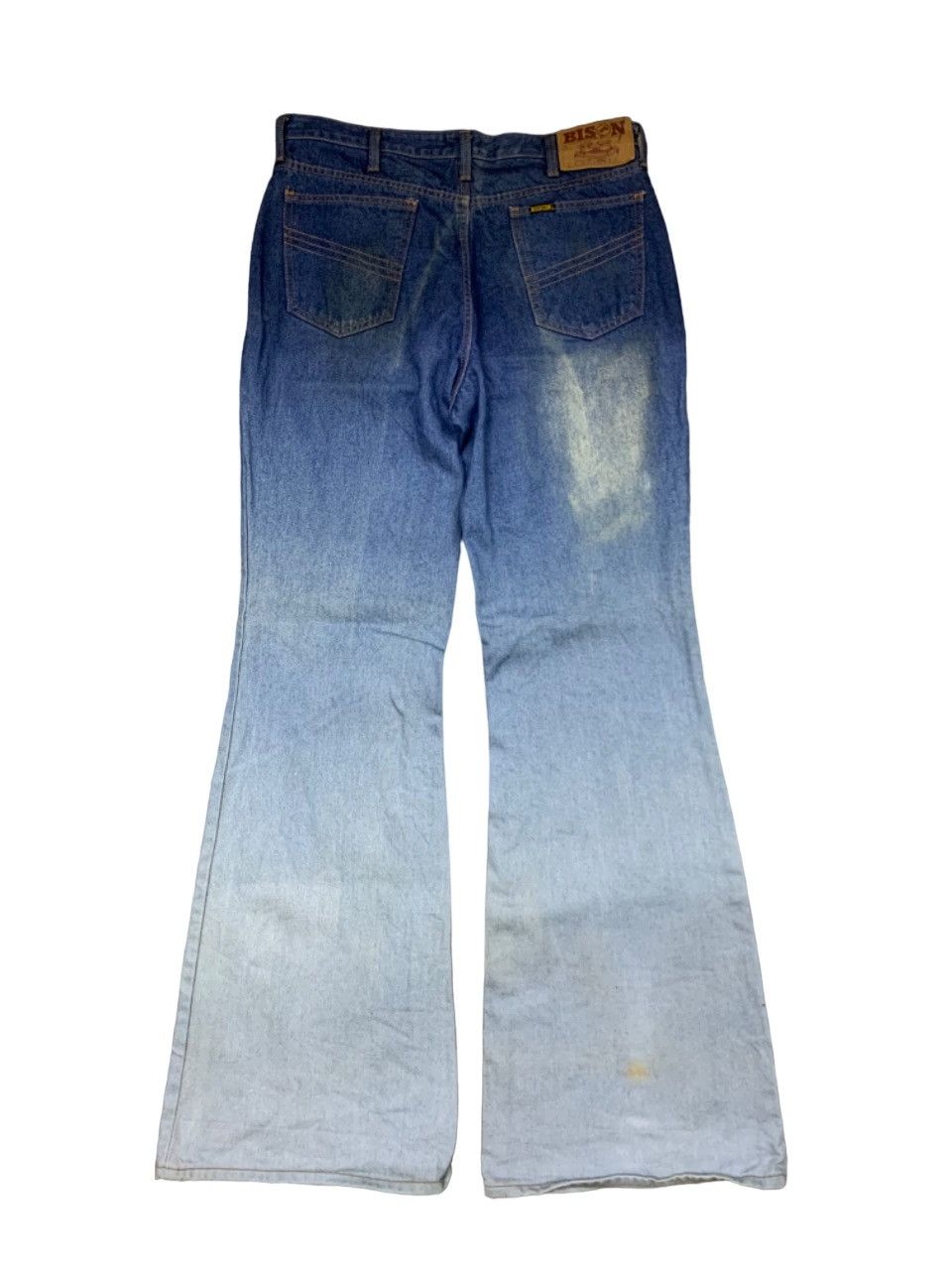 If Six Was Nine 90s BISON DOUBLE COLOUR FLARE JEANS Size US 32 / EU 48 - 2 Thumbnail