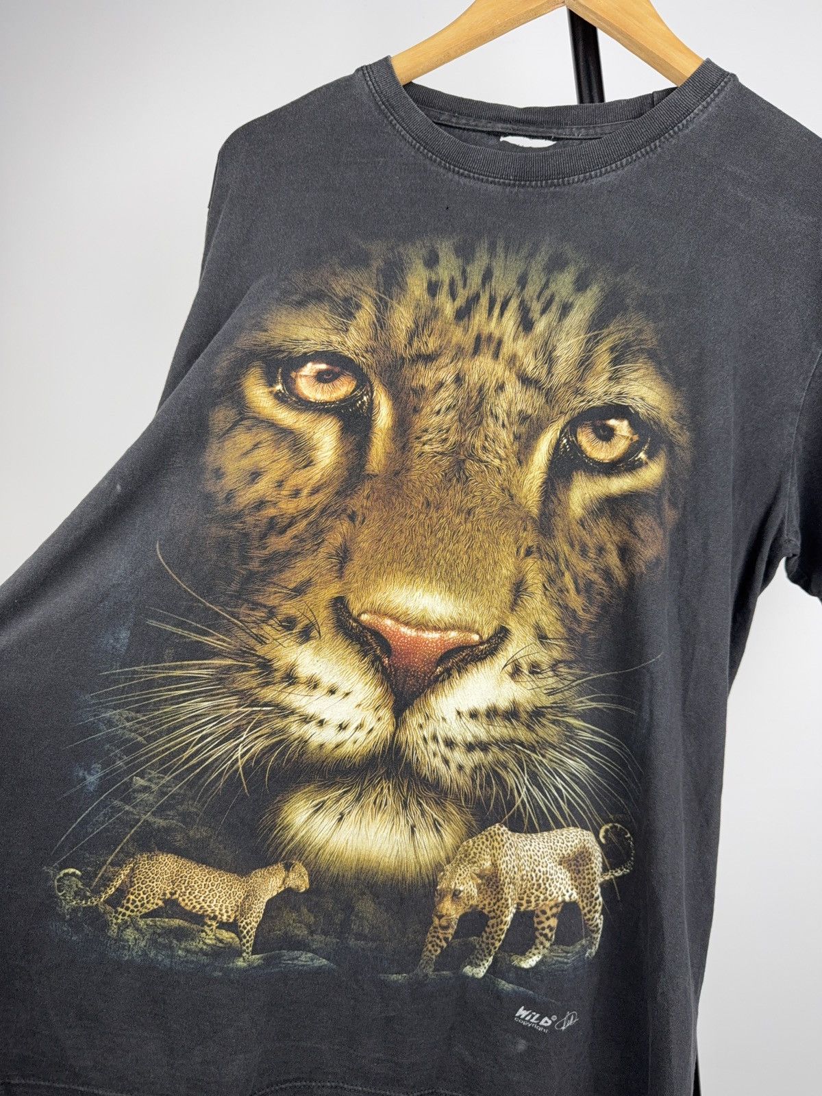 Vintage 00s Y2K Leopard Graphic T Shirt Double Sided Animal Tee Size US L / EU 52-54 / 3 - 8 Thumbnail