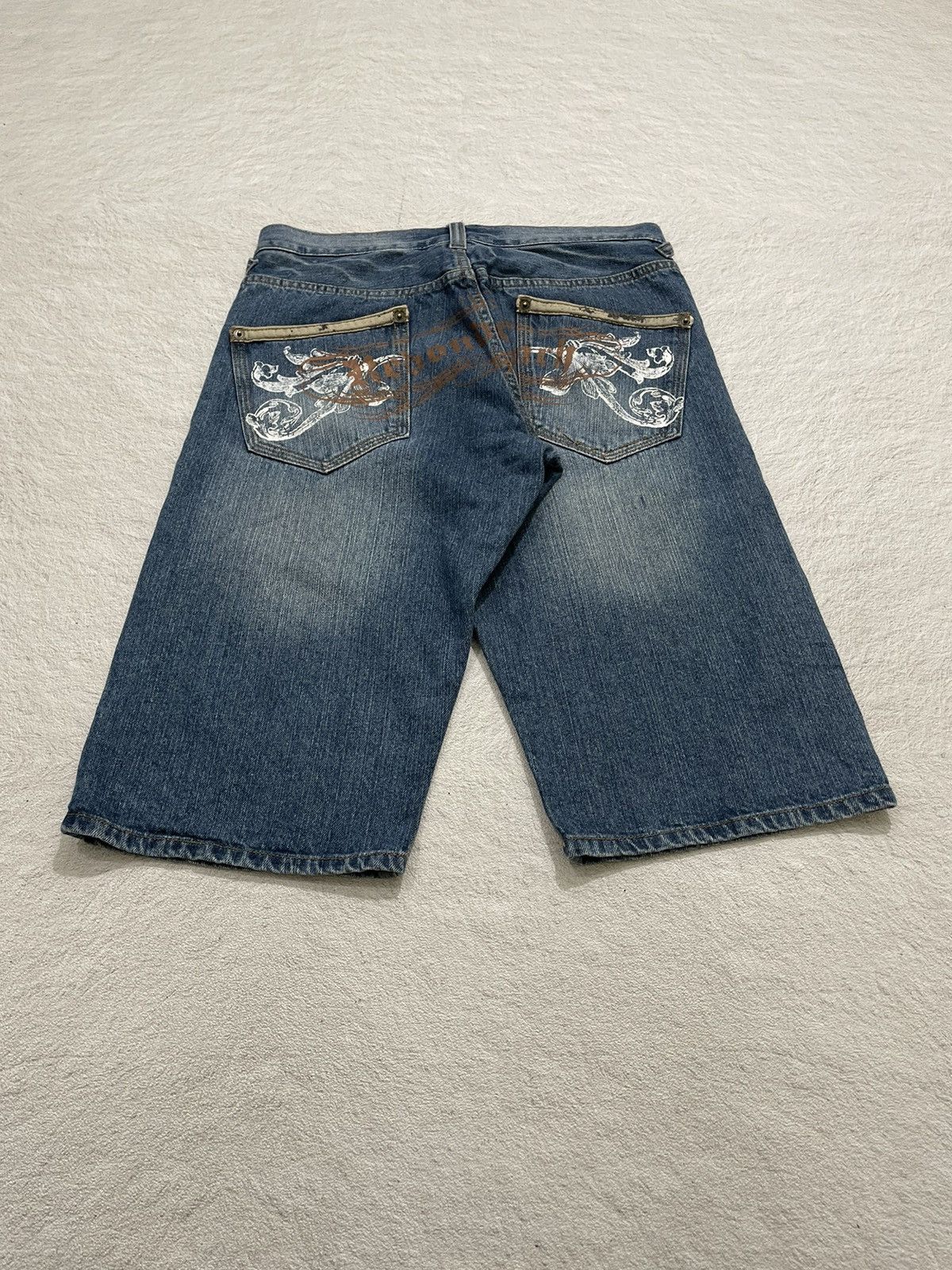 Le Grande Bleu (L.G.B.) 2000s Sunlucas Embellished Denim Jorts Detailed Back Pockets Size US 30 / EU 46 - 4 Thumbnail