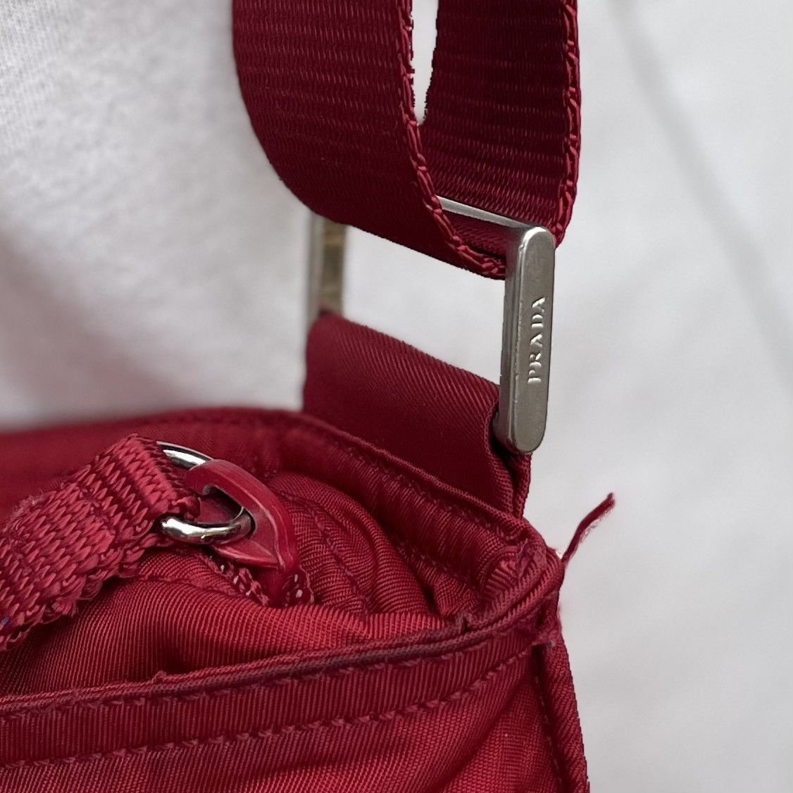 Prada Prada Red Tessuto Triangle Logo Nylon Crossbody Size ONE SIZE - 8 Thumbnail