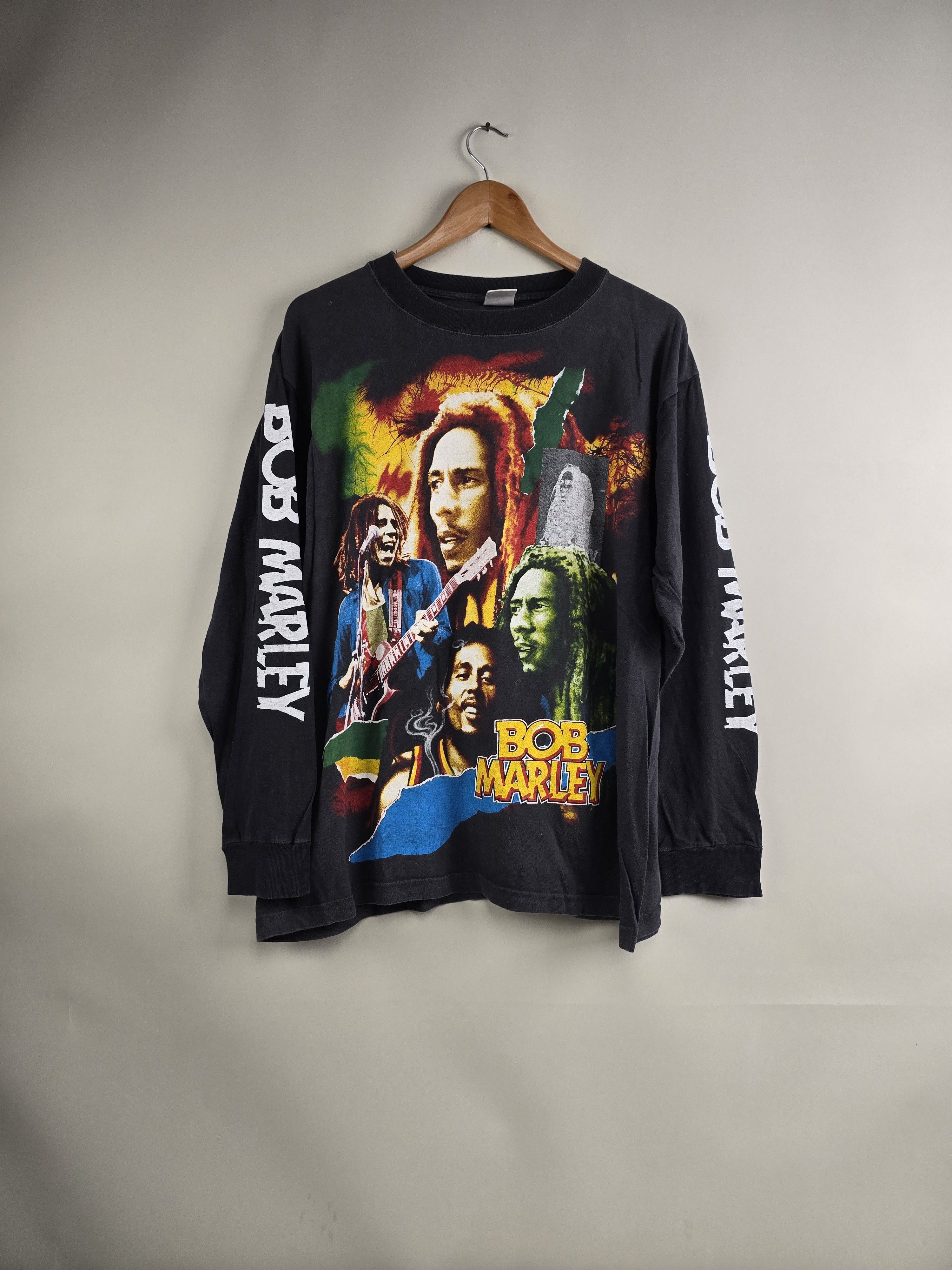 image of Band Tees x Bob Marley 90's Bob Marley Long-Sleeve XL 22" 28" in Black, Men's