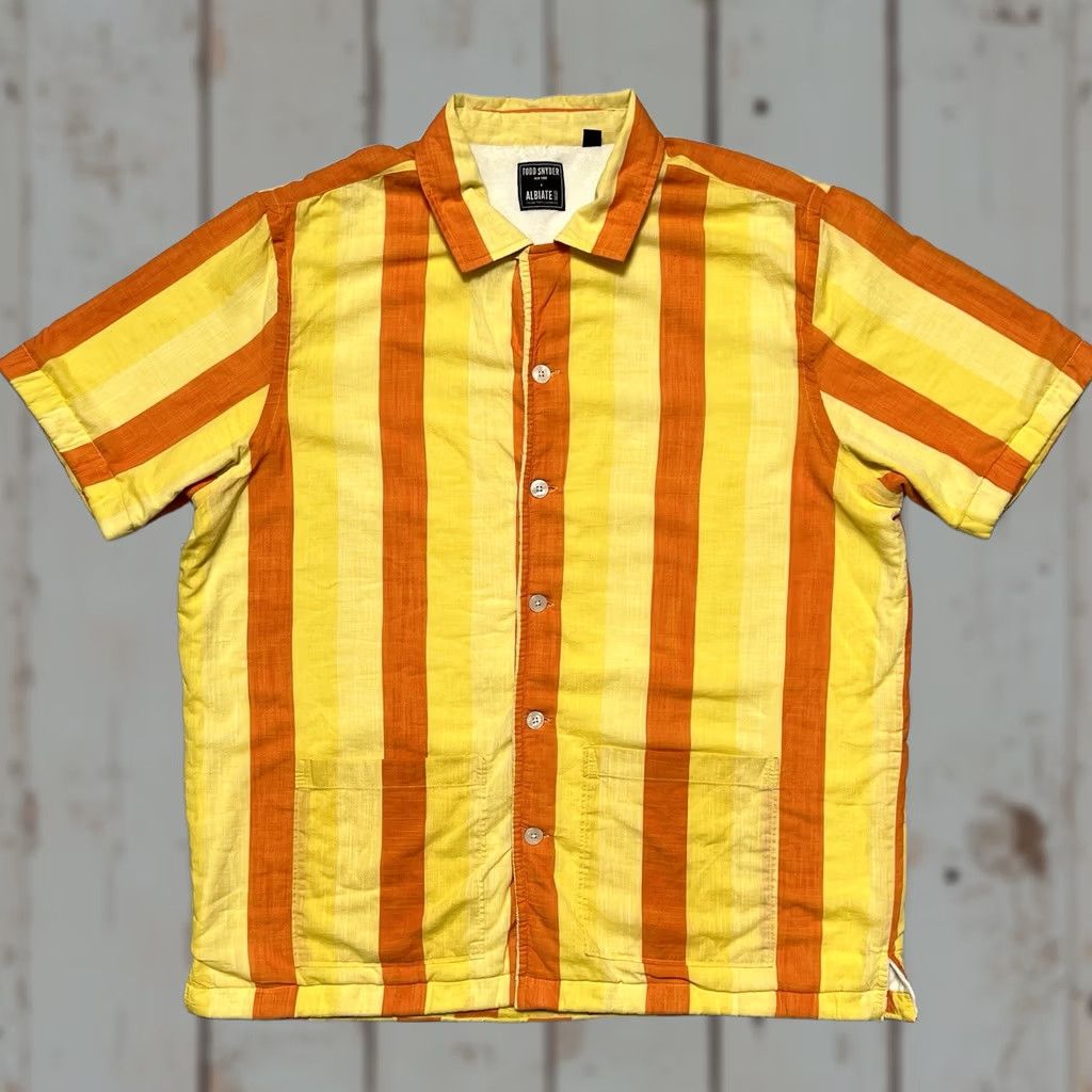 Todd Snyder Todd Snyder x ALBIATE Striped Button Shirt Terry Cloth Lined Loop Collar Stripe L Size US L / EU 52-54 / 3 - 1 Thumbnail