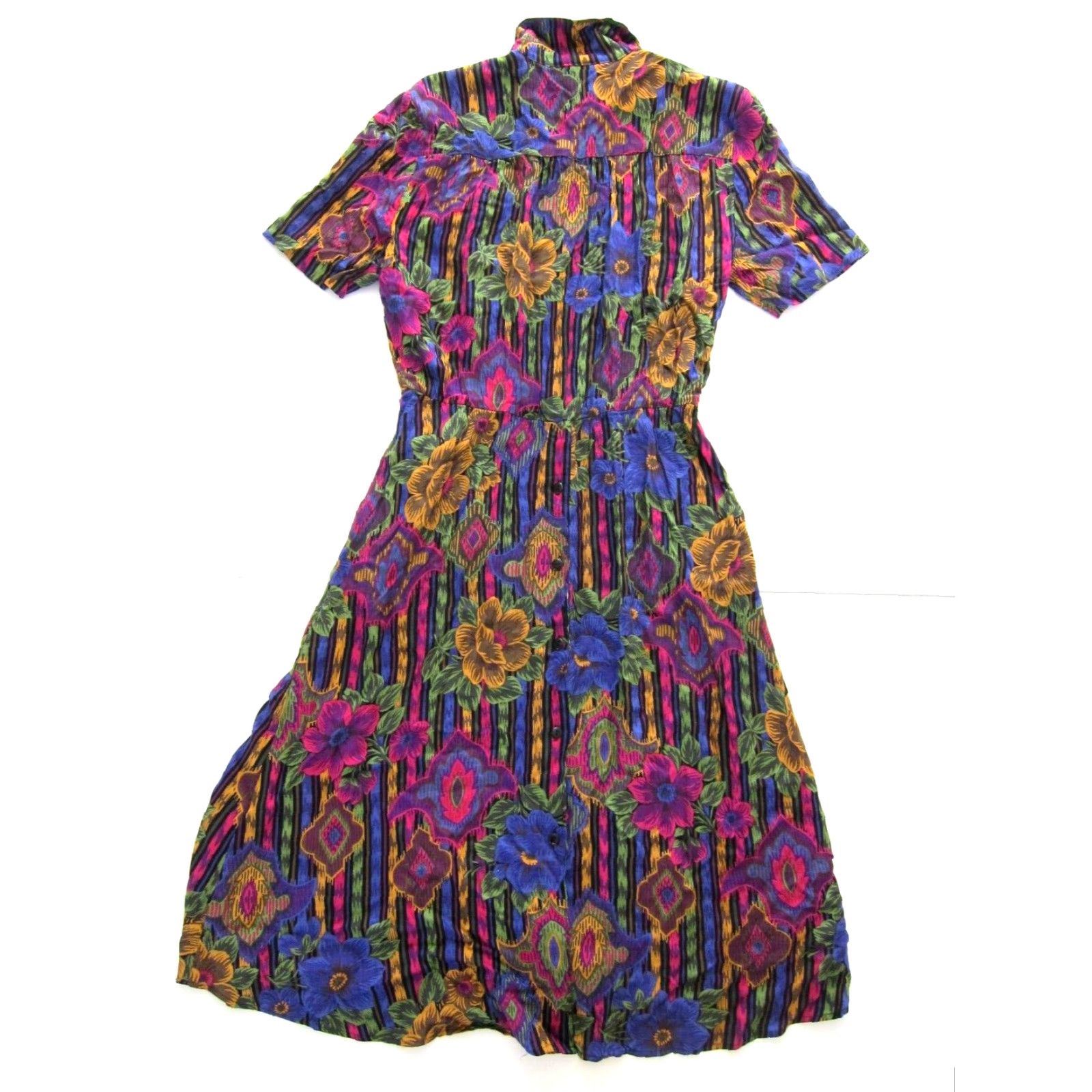 Pinko VINTAGE Tareti Howard Levi Rayon Pink Blue Floral Pocket Button Collared Shirt Dress 4P Size S / US 4 / IT 40 - 2 Thumbnail