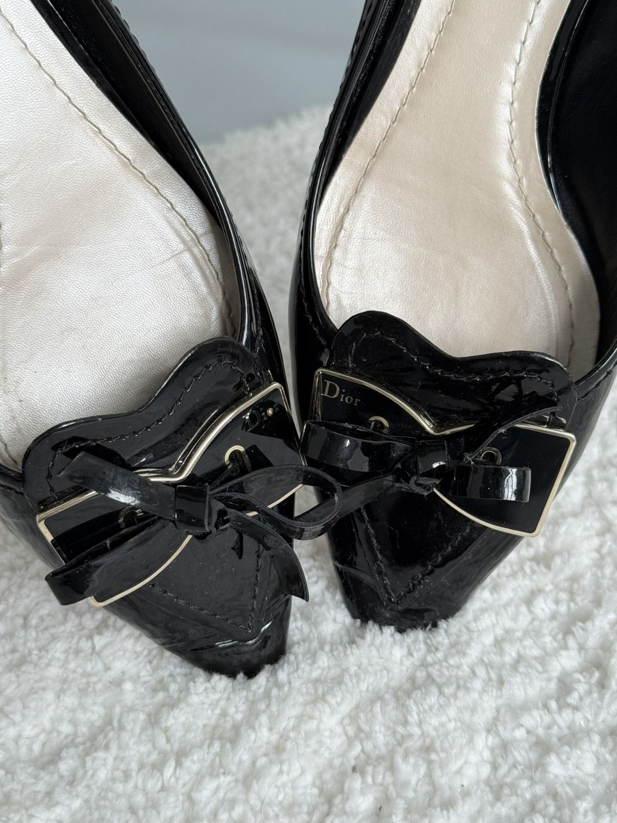 Dior Dior Patent Leather Pointed Toe Bow Ballet Flats Black Size US 8 / IT 38 - 7 Thumbnail
