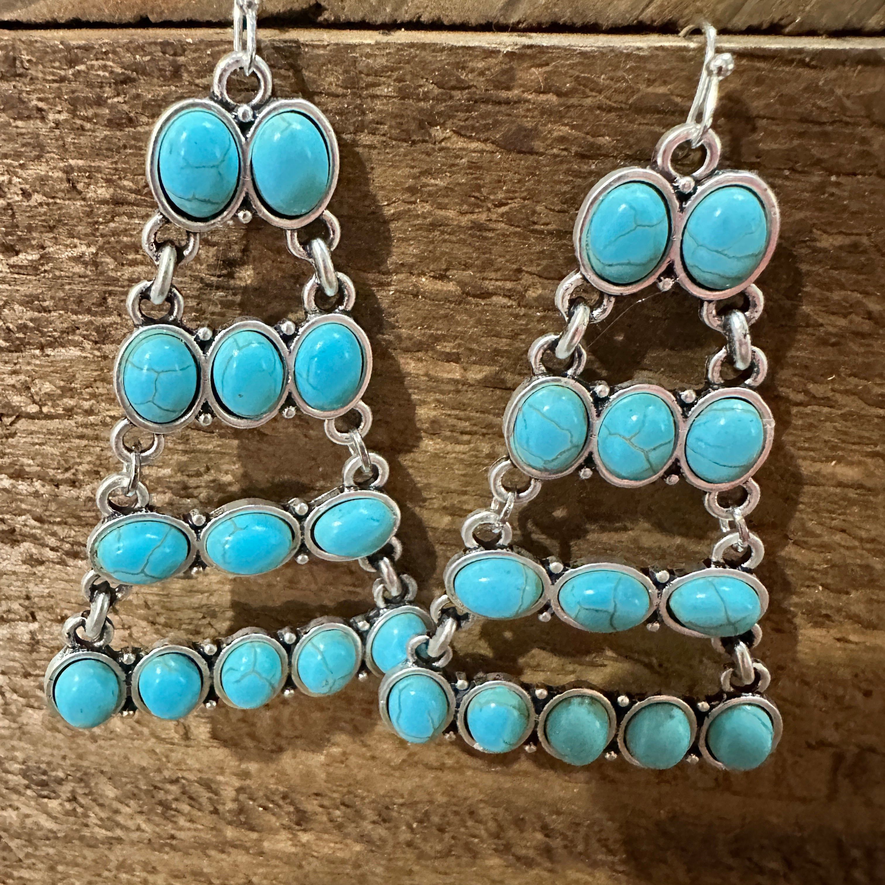 Other Stylish 724578 Turquoise Earrings 2.5 Inches Long Size ONE SIZE - 7 Thumbnail