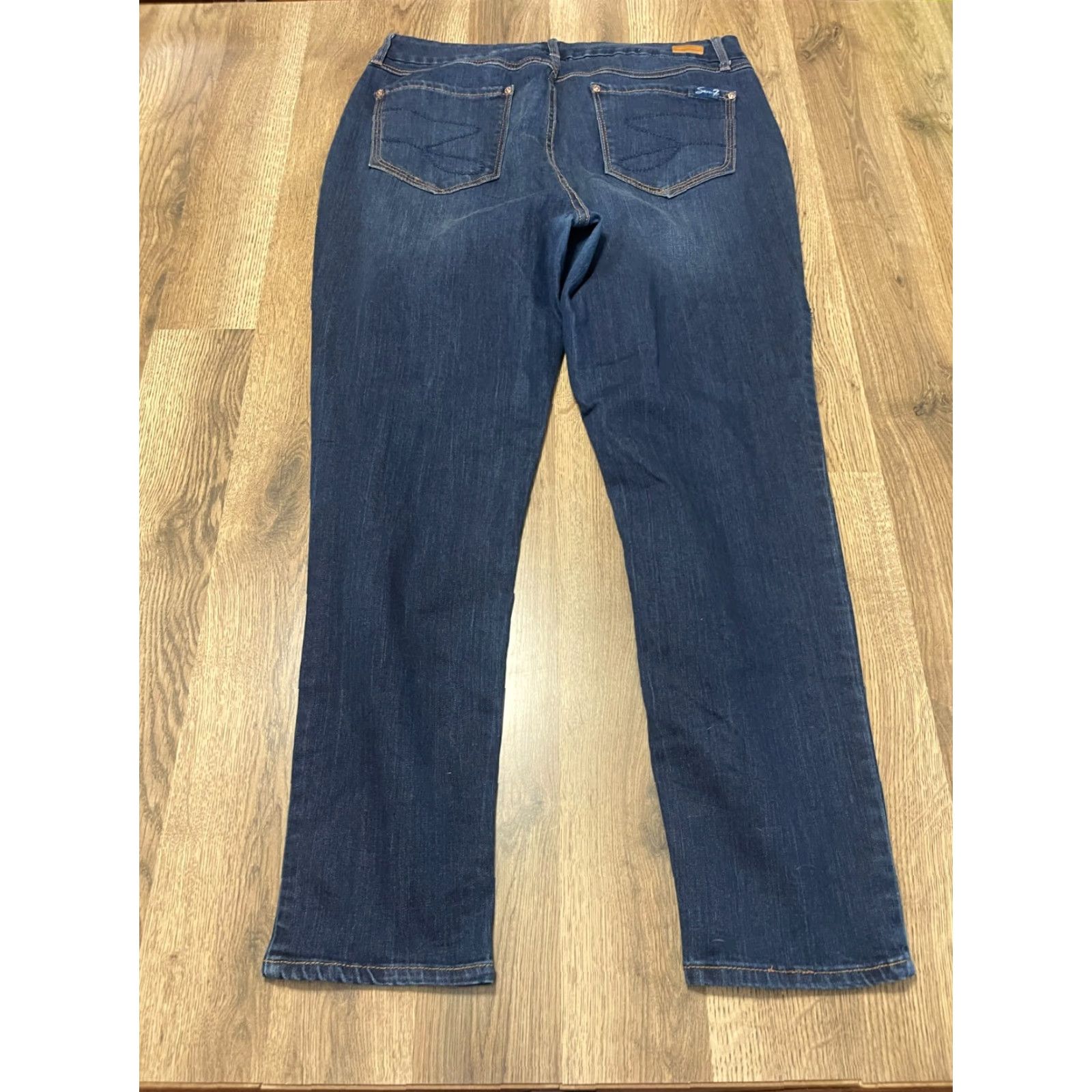 Vintage Seven7 Jeans Women's 16 Blue Denim Tummy Less High Rise Skinny Jeans Regular Inseam 29 in Dark Wash Womens Size 38" / US 16 / IT 52 - 2 Thumbnail