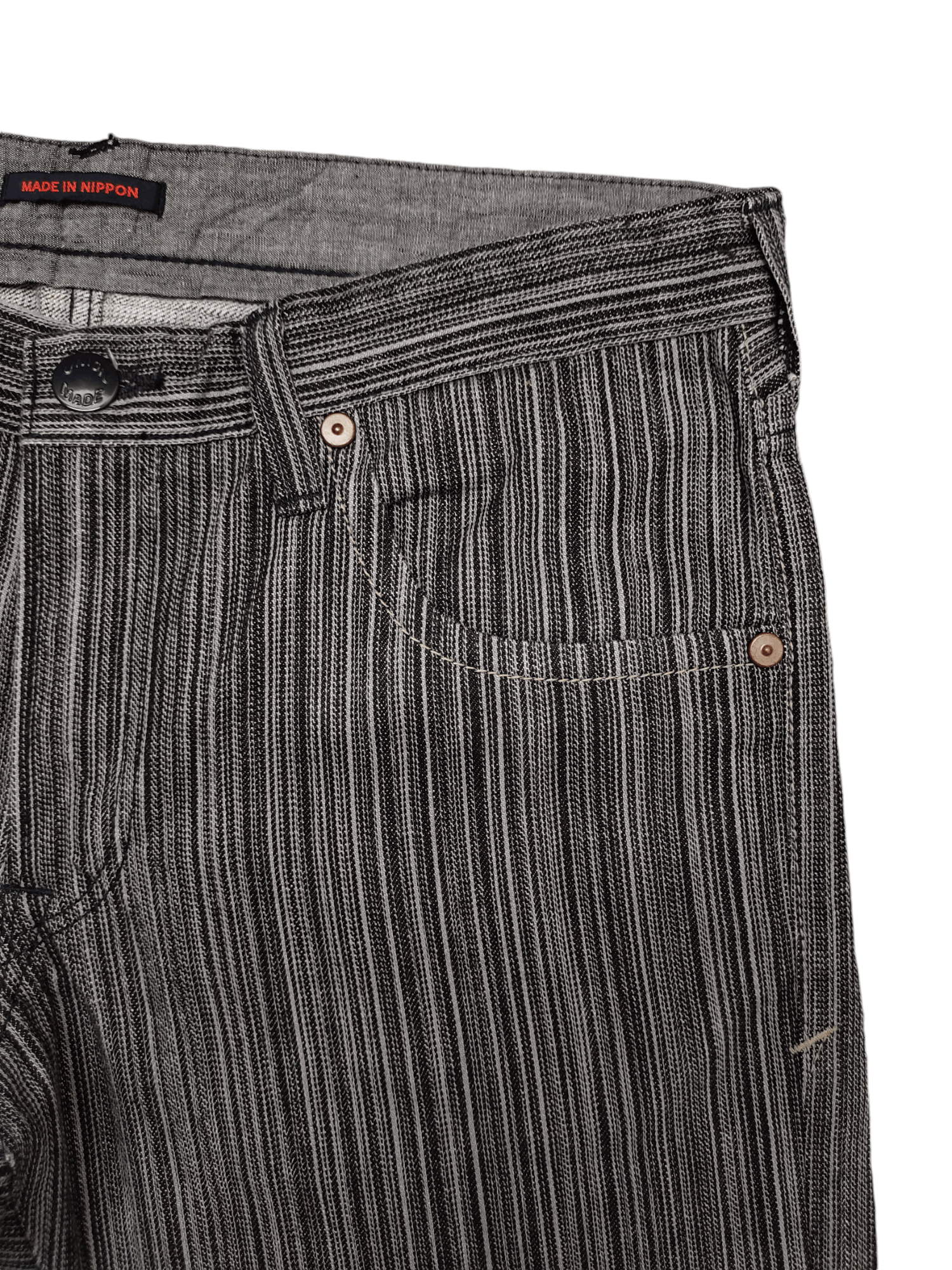 If Six Was Nine Flare Jeans Blue Way Union Made Japan Striped Denim Bootcut Size US 34 / EU 50 - 6 Thumbnail