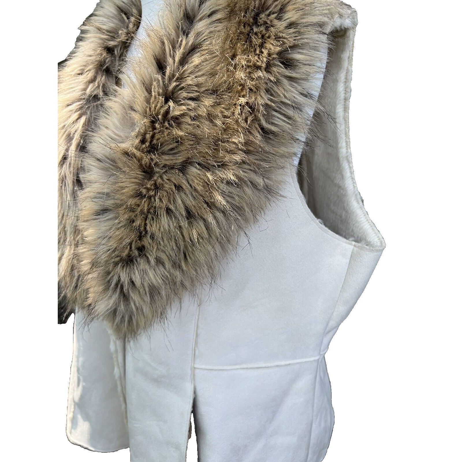 Unconditional UPCOUNTRY by DU MONDE Women's Vest size XL beige fur A000216 Size XL / US 12-14 / IT 48-50 - 6 Thumbnail
