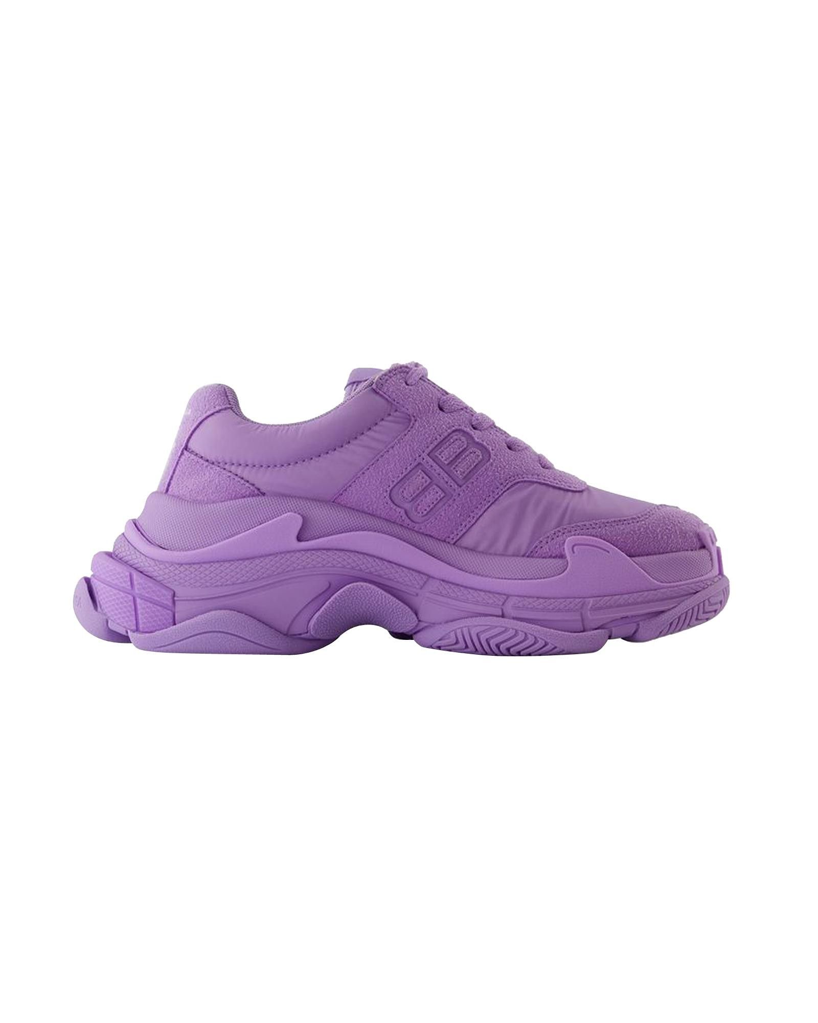 image of Balenciaga Lilac Nylon Triple S Sneakers With Rubber Sole in Violet/Purple, Women's (Size 5)