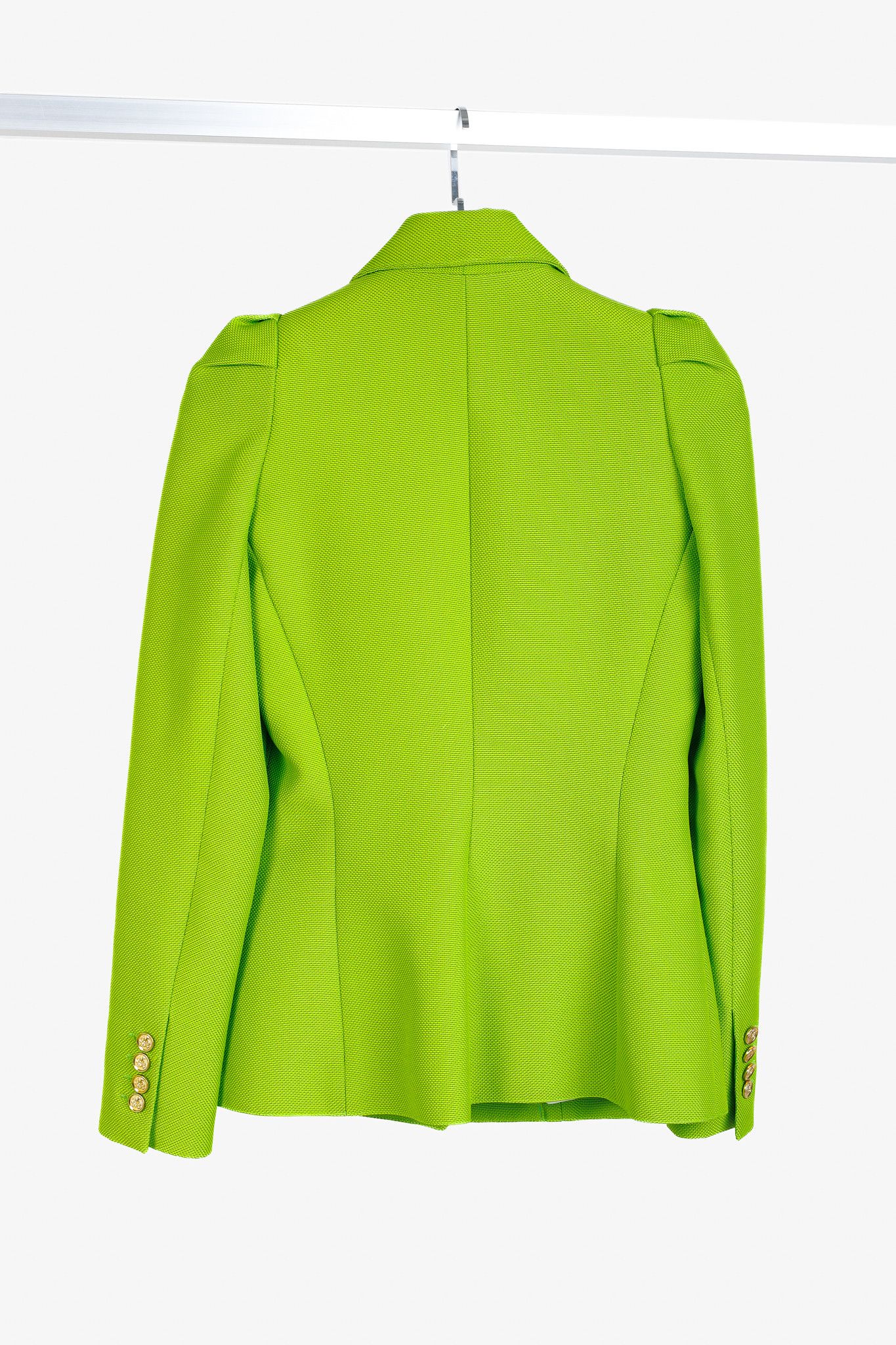 SMYTHE Smythe Box Pleat Lime Cotton-Blend Blazer Size XS / US 0-2 / IT 36-38 - 2 Thumbnail