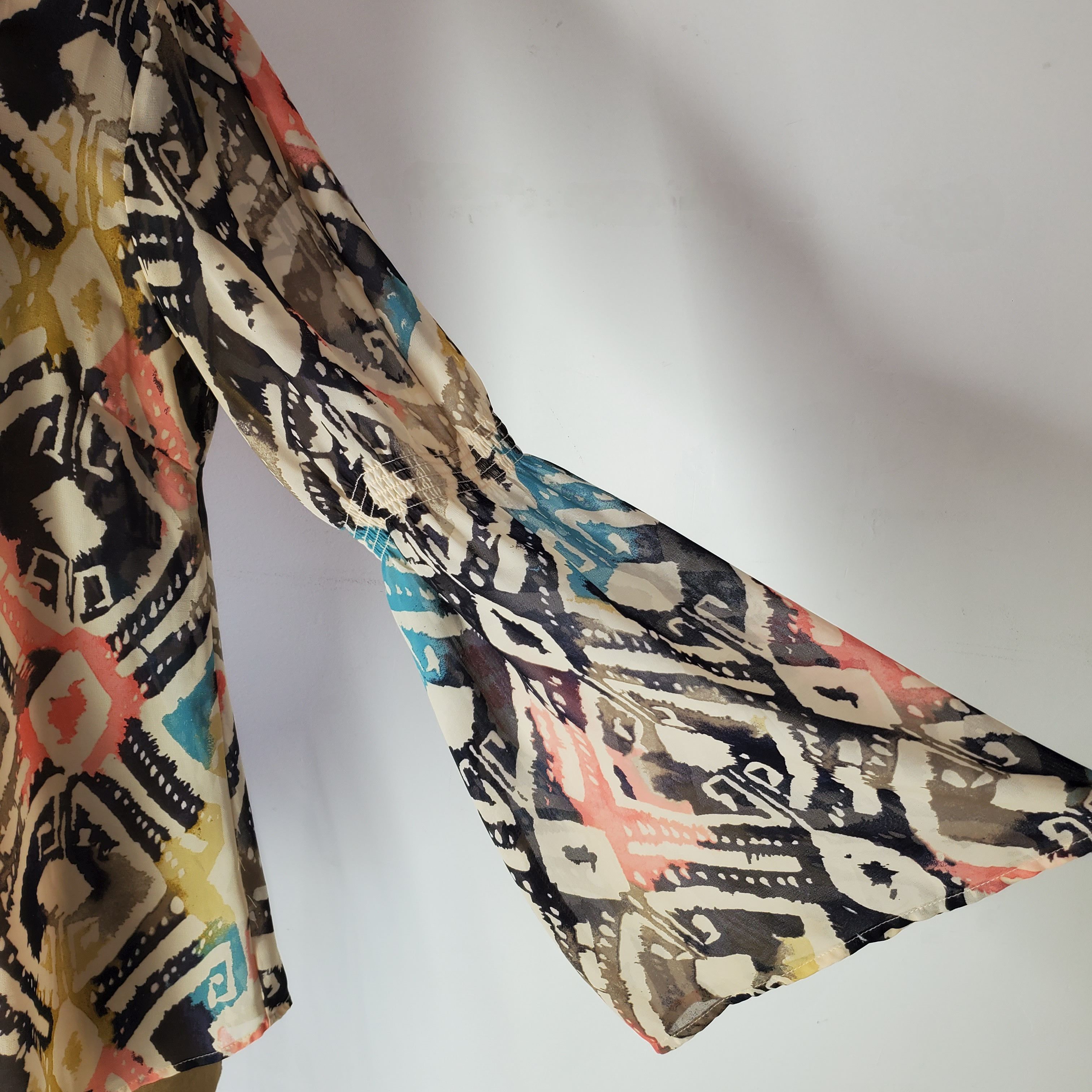 Other Blu Pepper Size L Blouse Long Bell Sleeve Ikat Pink Blue Size L / US 10 / IT 46 - 8 Thumbnail