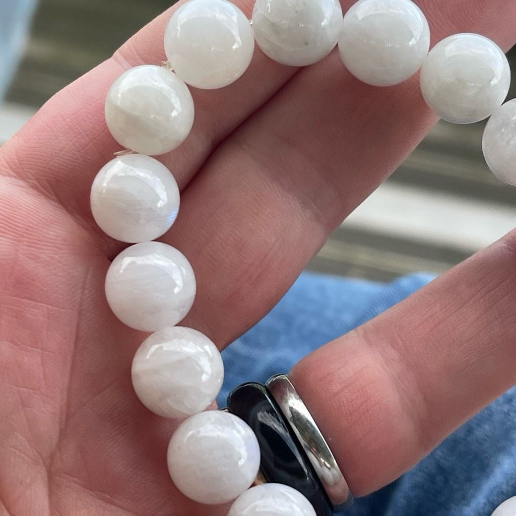 Other White Moonstone beaded bracelet 7” crystal healing beads 10m Size ONE SIZE - 11 Thumbnail