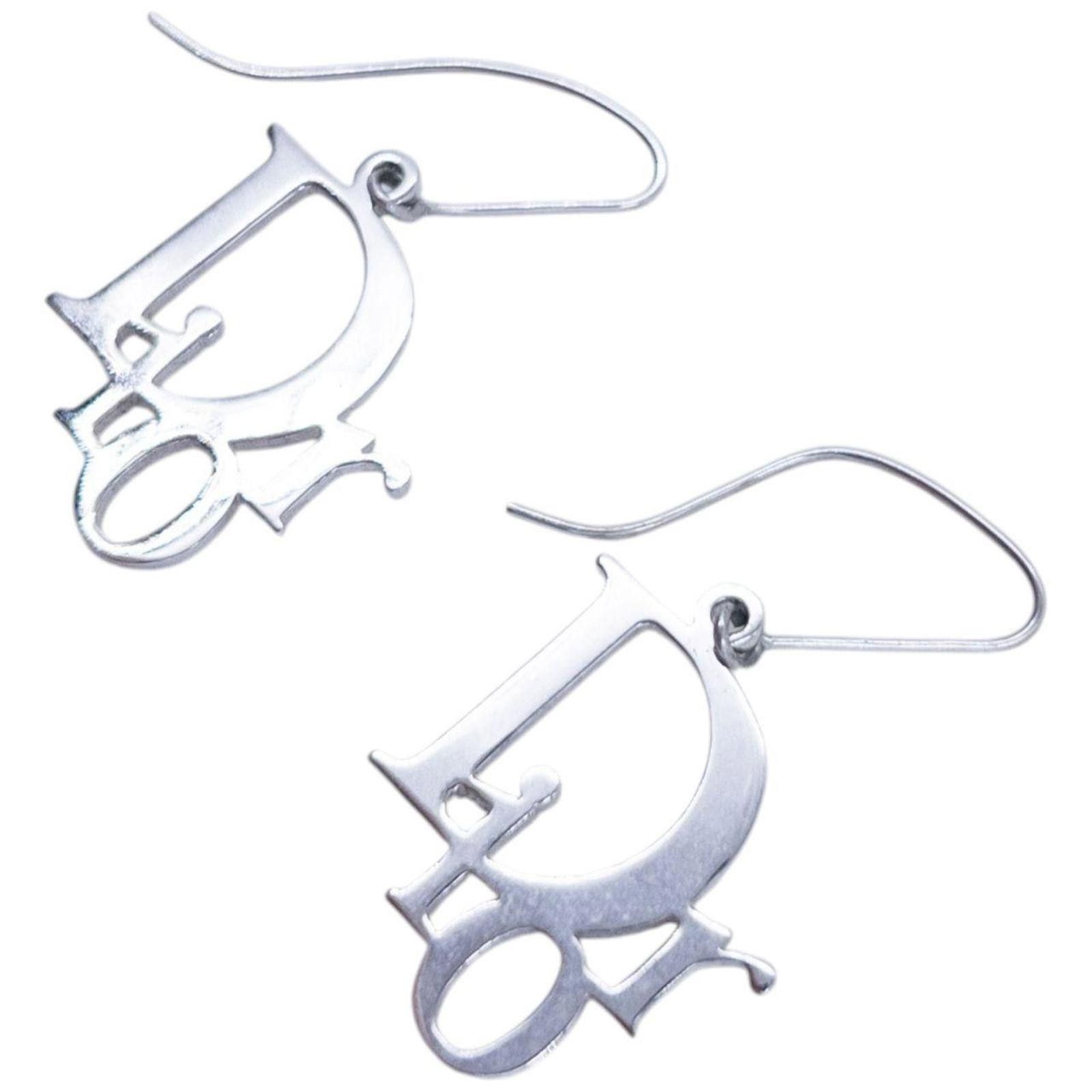 Dior Vintage 2000s Dior Silver Logo Earrings Size ONE SIZE - 2 Thumbnail