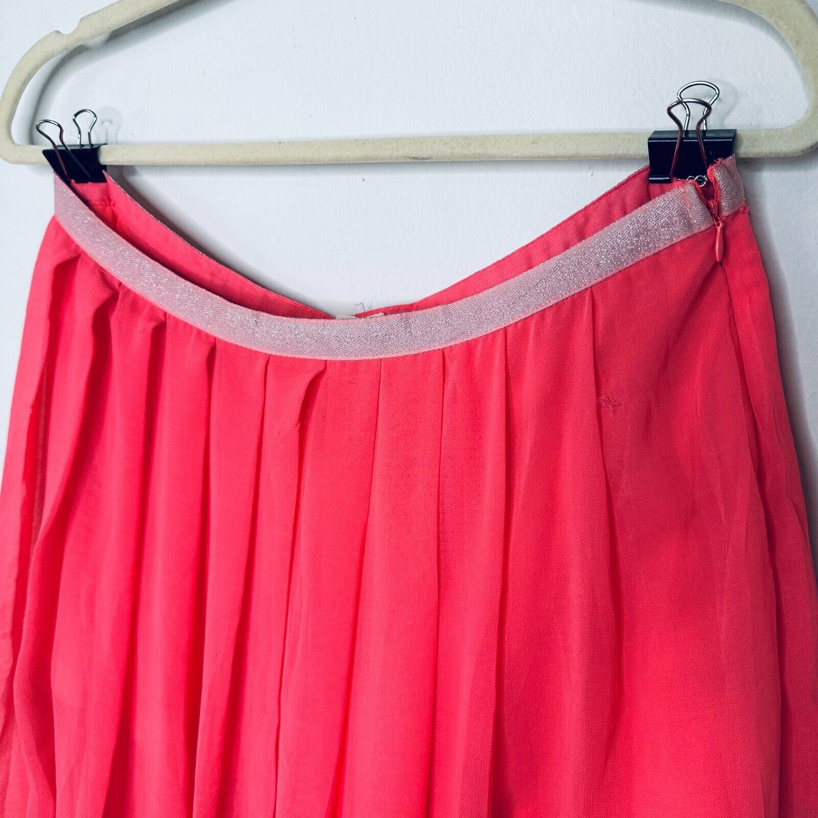 Other Love Riche Pink Sheer Maxi Short Slip Silver Shimmer Waist L Size 36" / US 14 / IT 50 - 3 Thumbnail