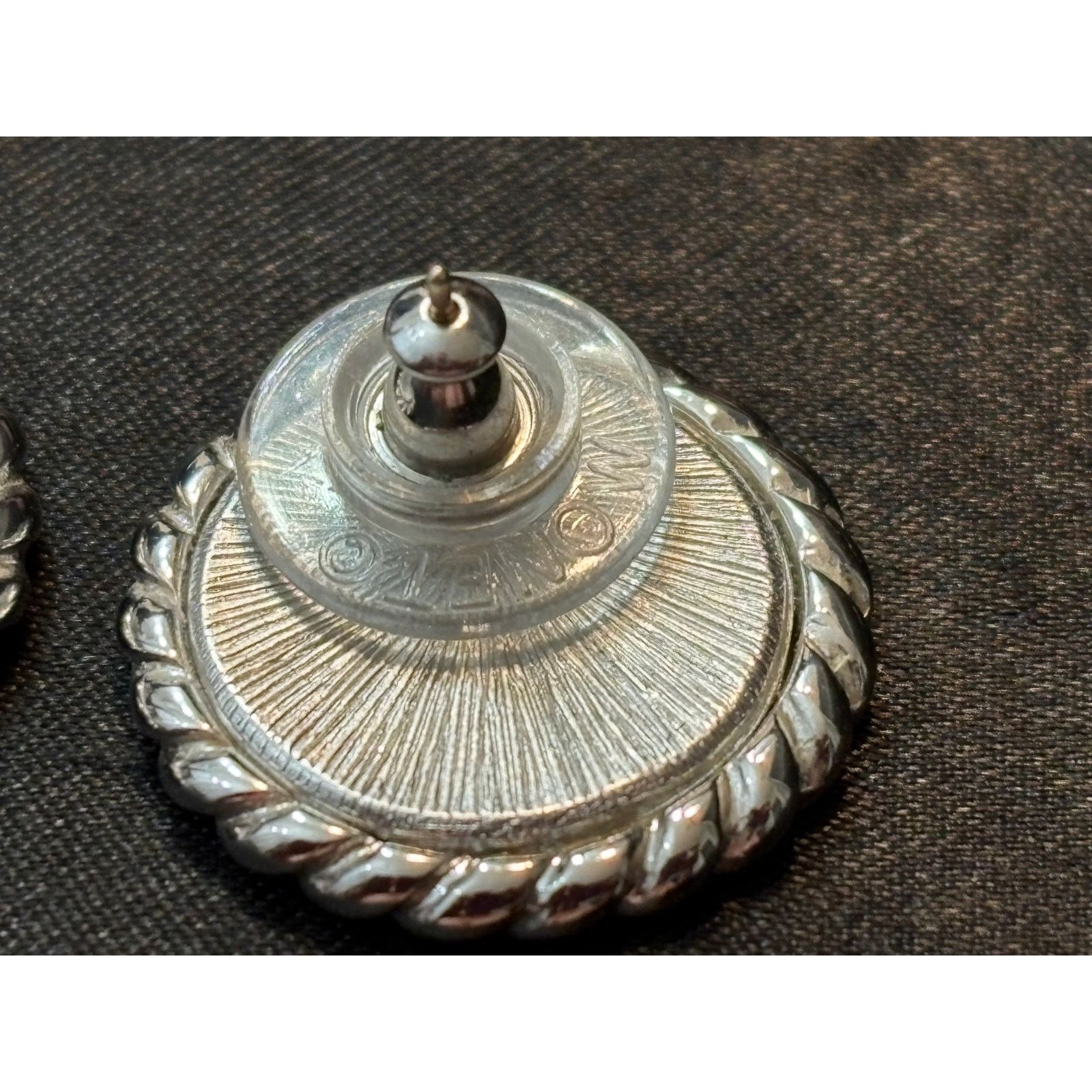 Monet Monet Silver Tone Roman Coin Medallion Earrings Rope Border Size ONE SIZE - 2 Thumbnail