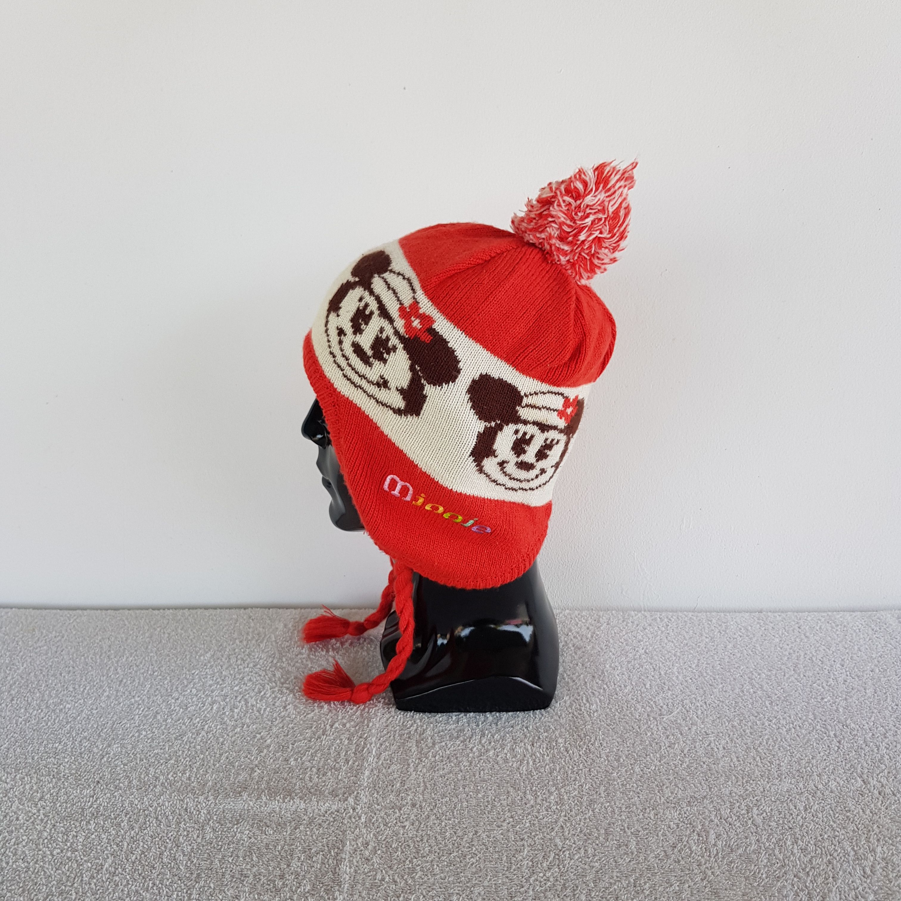 Disney Vintage Mickey Mouse Earflap Beanie Y2K Knit Snow Caps Hats Size ONE SIZE - 4 Thumbnail