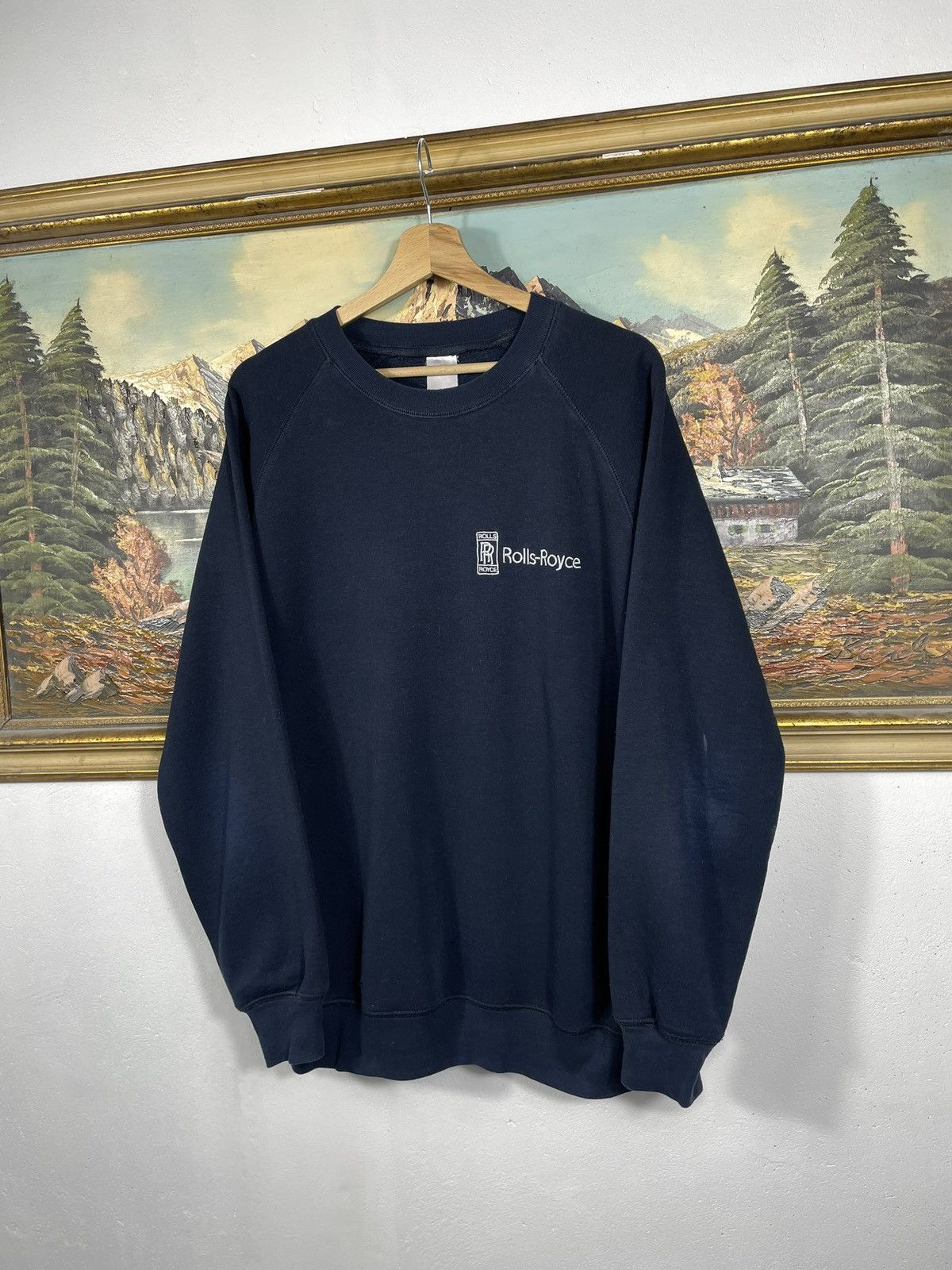 Vintage Navy Retro Y2k 00s Baggy Crewneck Rolls Royce Racing Luxury Size US L / EU 52-54 / 3 - 3 Thumbnail