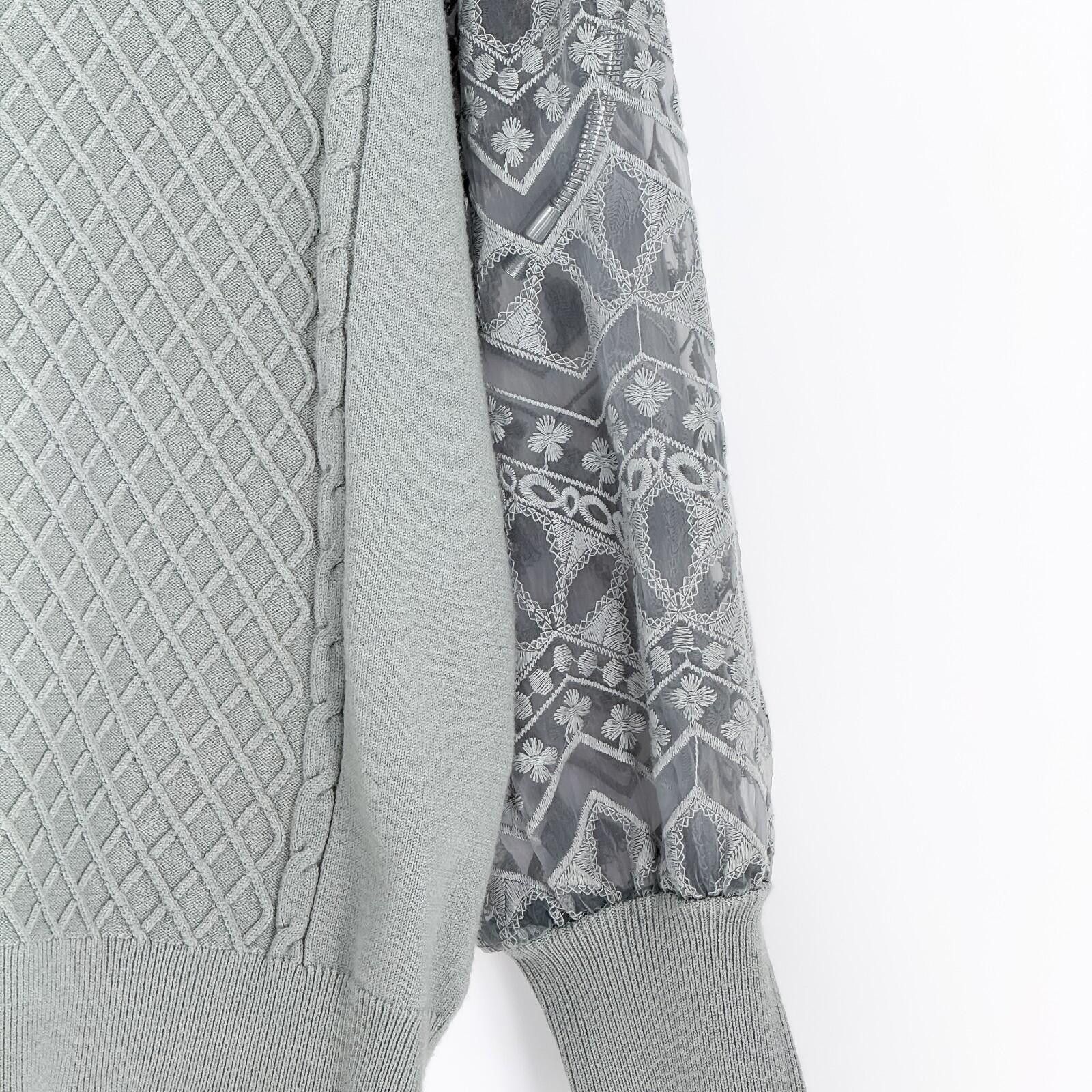Other CALLIGRAPHIE Green Cable Knit Sheer Lace Sweater Womens M Size M / US 6-8 / IT 42-44 - 2 Thumbnail