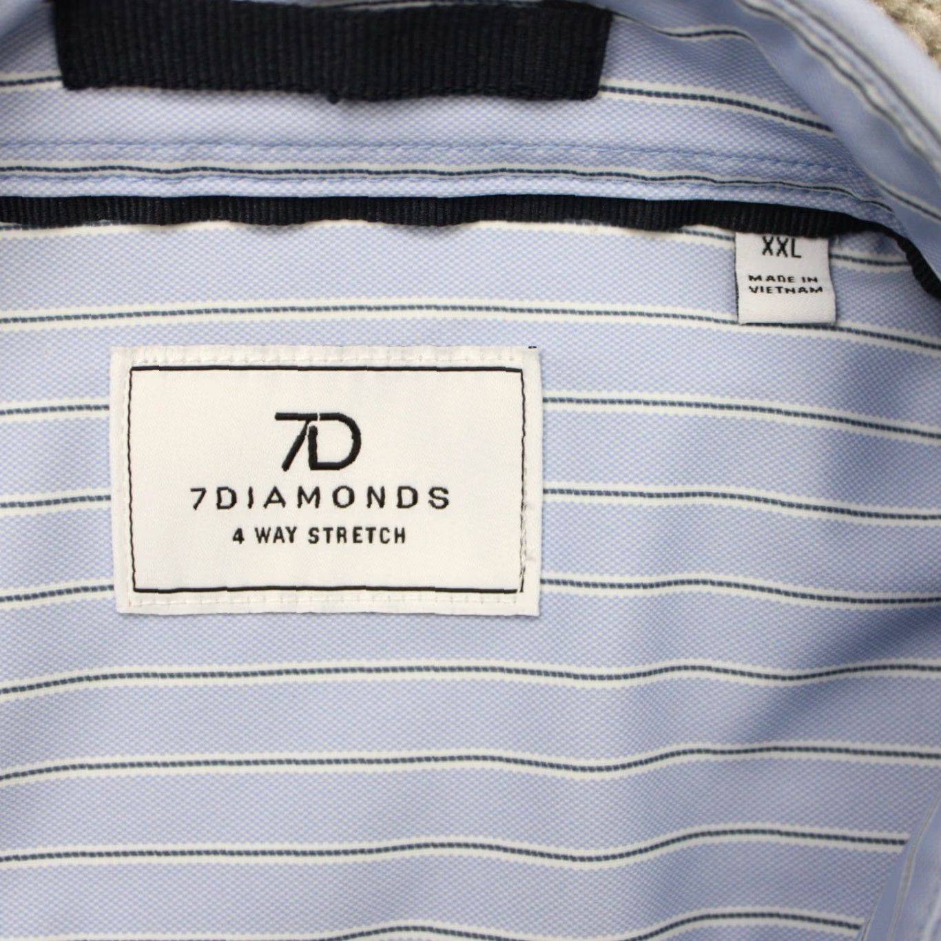 Vintage 7 Diamonds Shirt Mens 2XL Blue Striped 4 Way Stretch Long Sleeve Button-Up Shirt Size US XXL / EU 58 / 5 - 6 Thumbnail