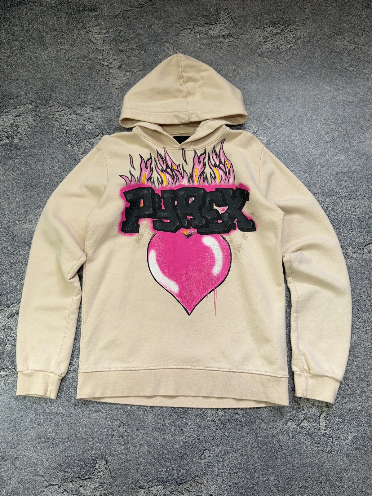 Pyrex Vision Pyrex Original Graffiti Heart Hoodie Beige Pink Flame M Size M / US 6-8 / IT 42-44 - 1 Thumbnail