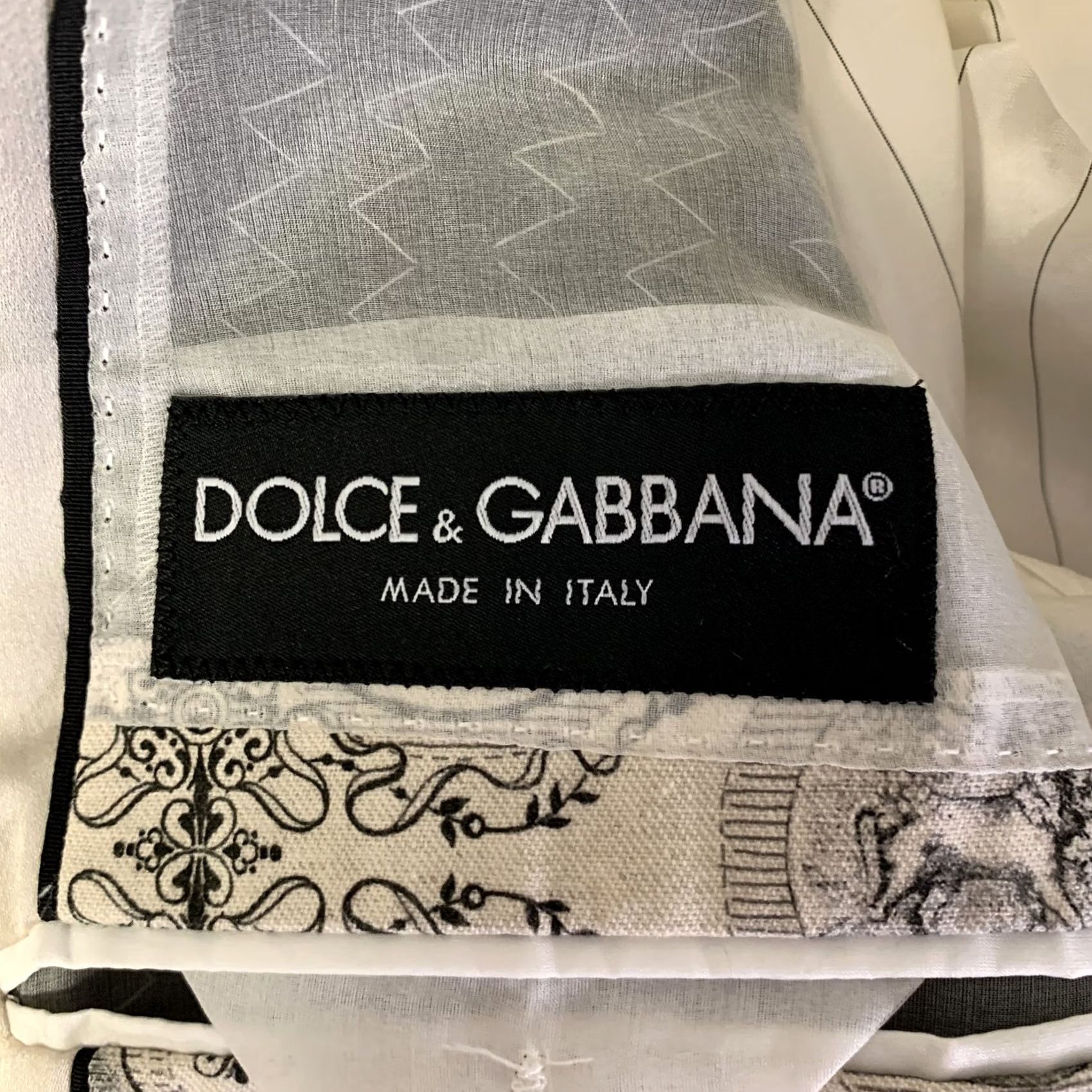 Dolce & Gabbana DOLCE & GABBANA Size 38 Cream Black Greca Cotton Blend Peak Lapel Sport Coat Blazer Coat Mens Size 38R - 6 Thumbnail
