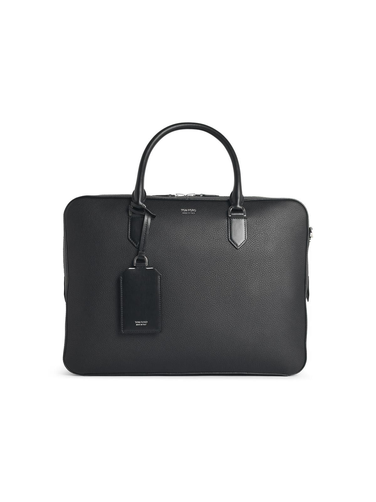 TOM FORD Black Full-Grain Leather Briefcase Bag