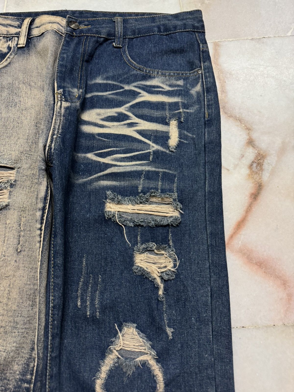 Kapital 💥RARE💥SICK JAPANESE 2 TONE COLOR DISTRESSED RIPPED JEANS Size US 34 / EU 50 - 5 Thumbnail