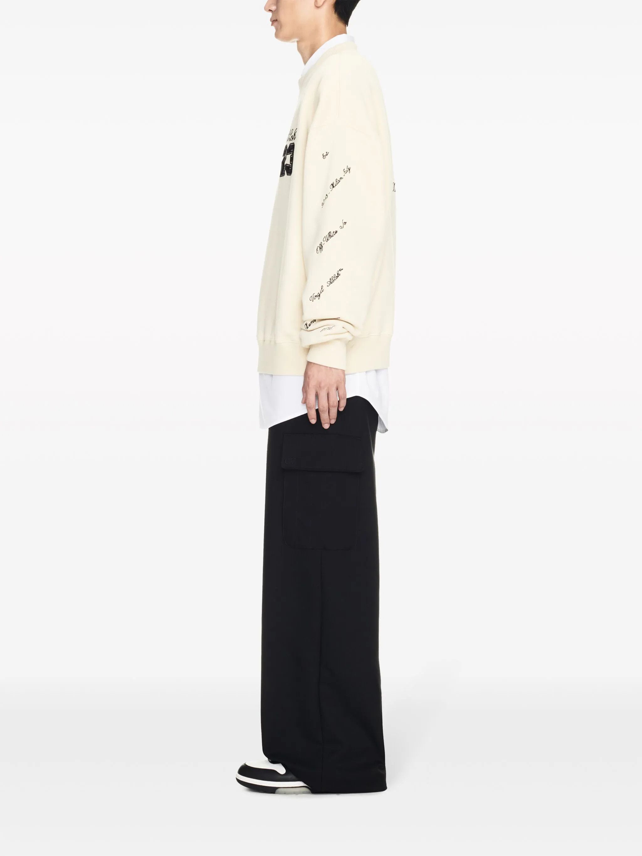 Off-White o1y0325 Logo Crewneck Sweatshirt in Light Beige Size US L / EU 52-54 / 3 - 3 Thumbnail