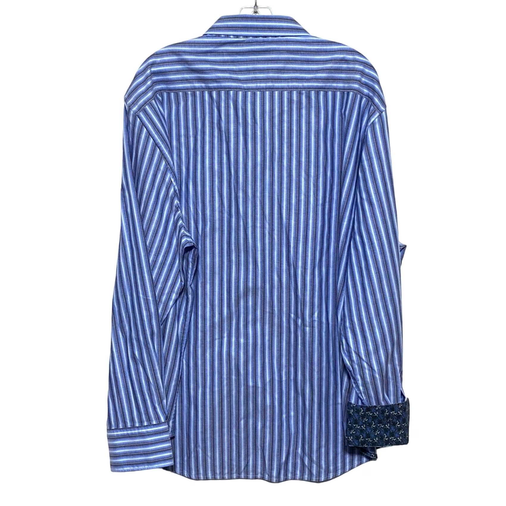 Robert Graham VINTAGE Robert Graham Classic Fit Blue Striped Button Shirt Mens 3XL Flip Cuff Luxury Size US XXL / EU 58 / 5 - 3 Thumbnail