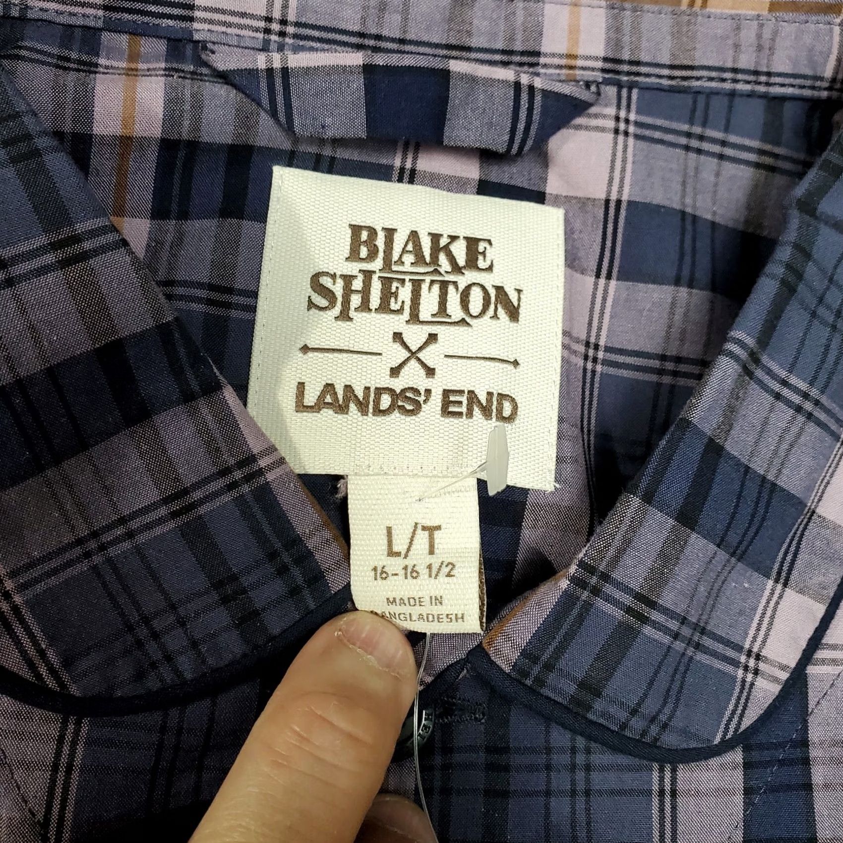 Lands' End Lands' End Pajama Shirt Mens Large Purple Plaid w Tags Blake Shelton Shirt Pajama Top Button Long Sleeve Collared Cotton Regular Size US L / EU 52-54 / 3 - 7 Thumbnail