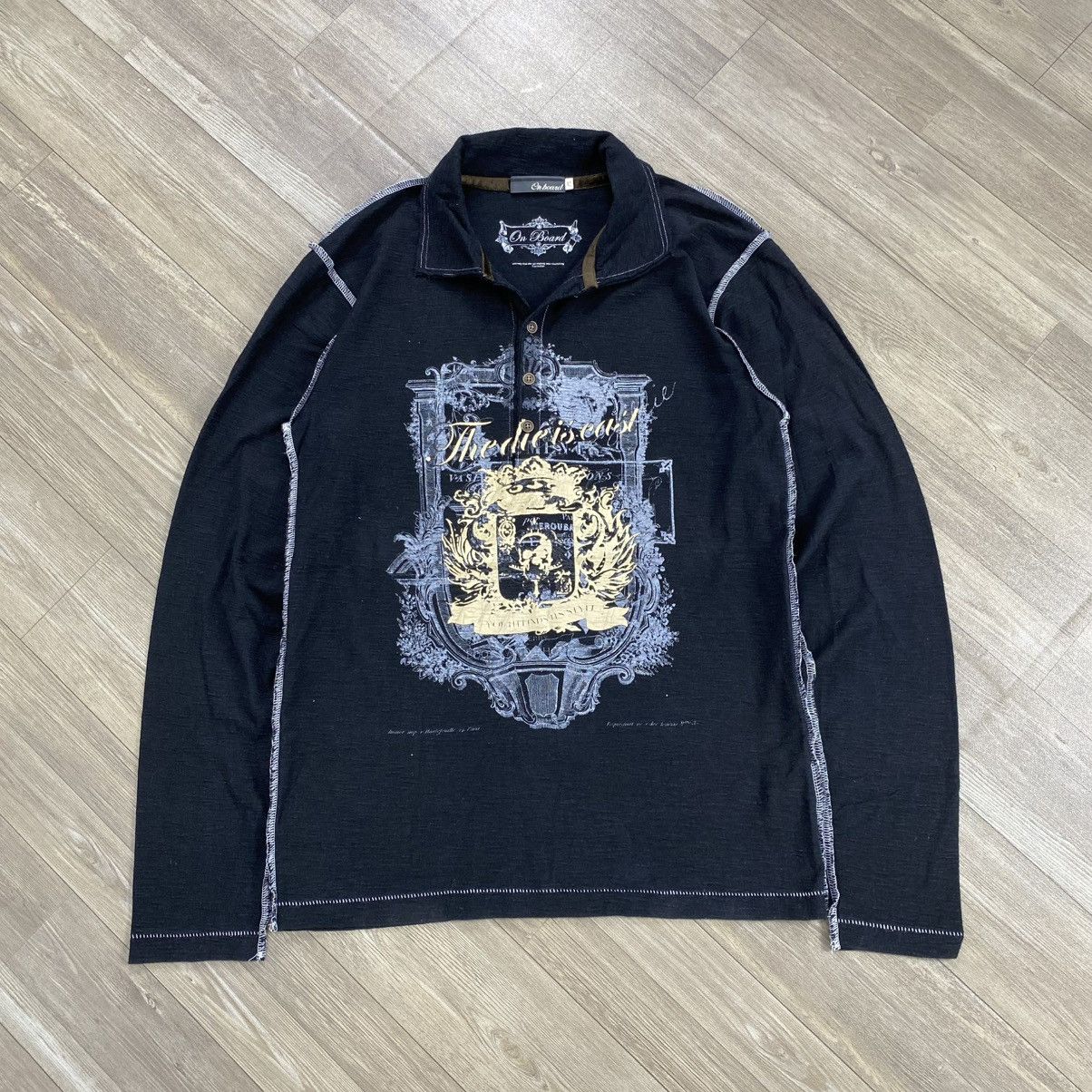 Japanese Brand 2000s On Board Beauty Beast Skulls Cross Lgb Y2K Long Sleeve Size US L / EU 52-54 / 3 - 1 Thumbnail